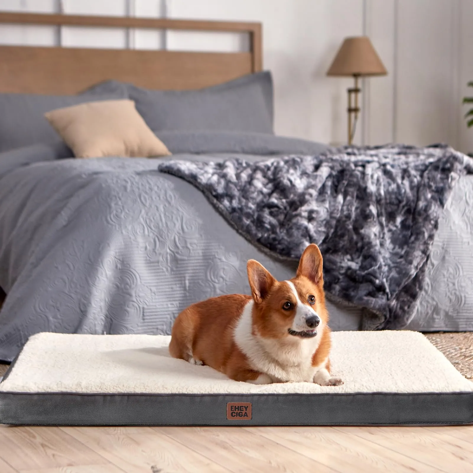 EHEYCIGA Removable Washable Orthopedic Dog Bed Cushion,White, 76 x 51 cm - immagine 8