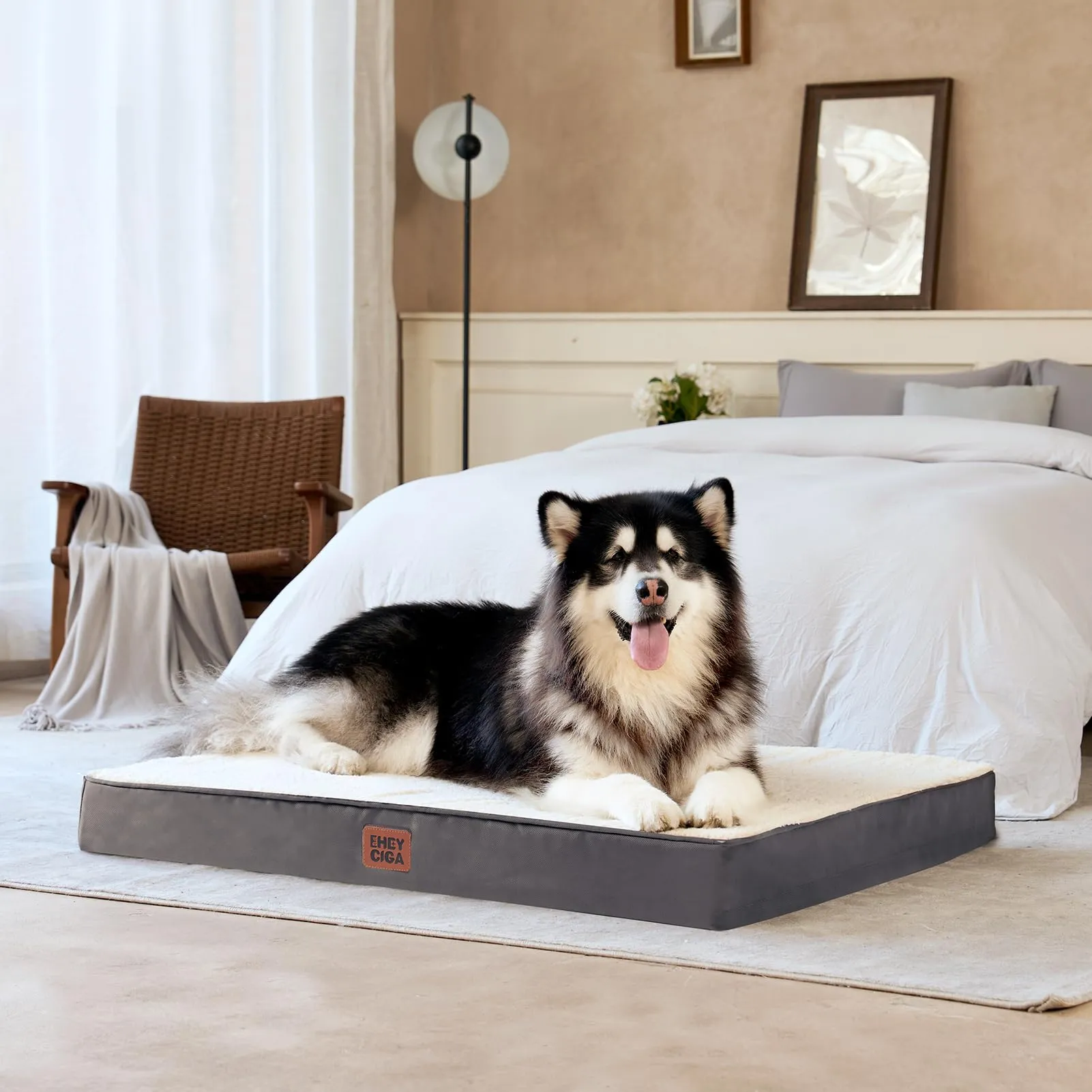 EHEYCIGA Removable Washable Orthopedic Dog Bed Cushion,White, 76 x 51 cm - immagine 9