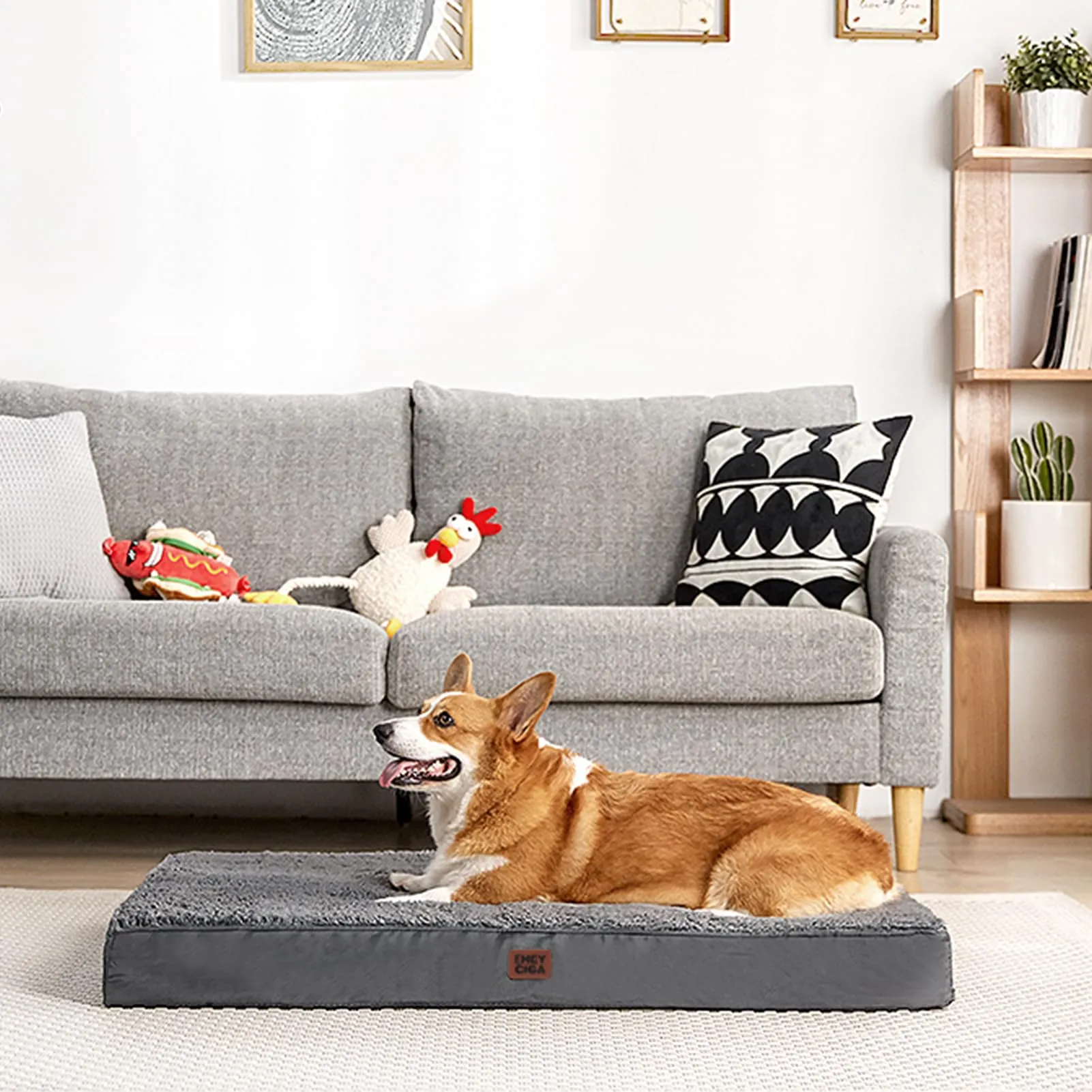 EHEYCIGA Removable Washable Orthopedic Dog Bed Cushion, Grey, 89 x 58 cm - immagine 7