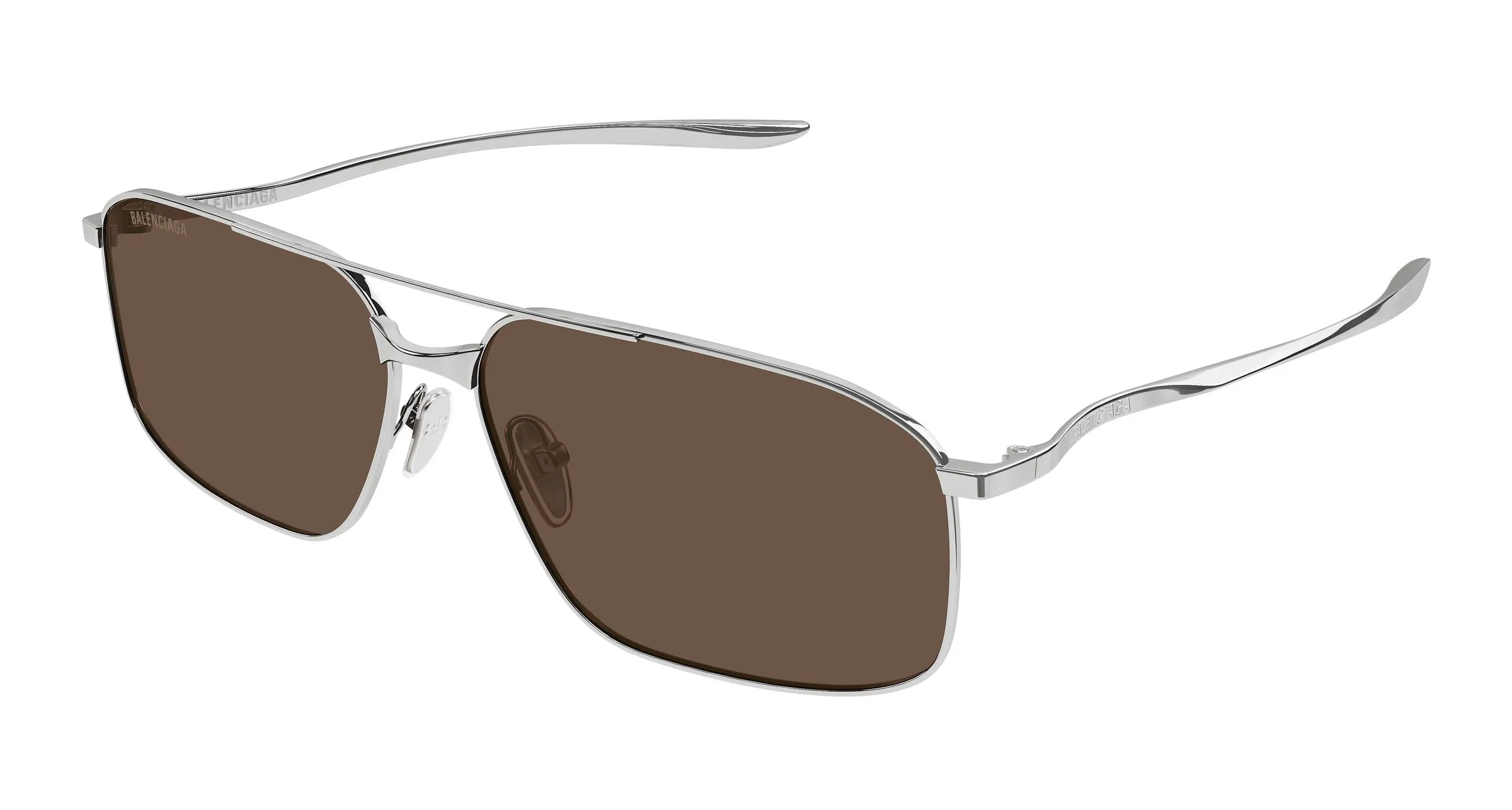 Balenciaga BB0492S 002 Occhiali da sole Metallo Rutenio Marrone Pilot - immagine 1