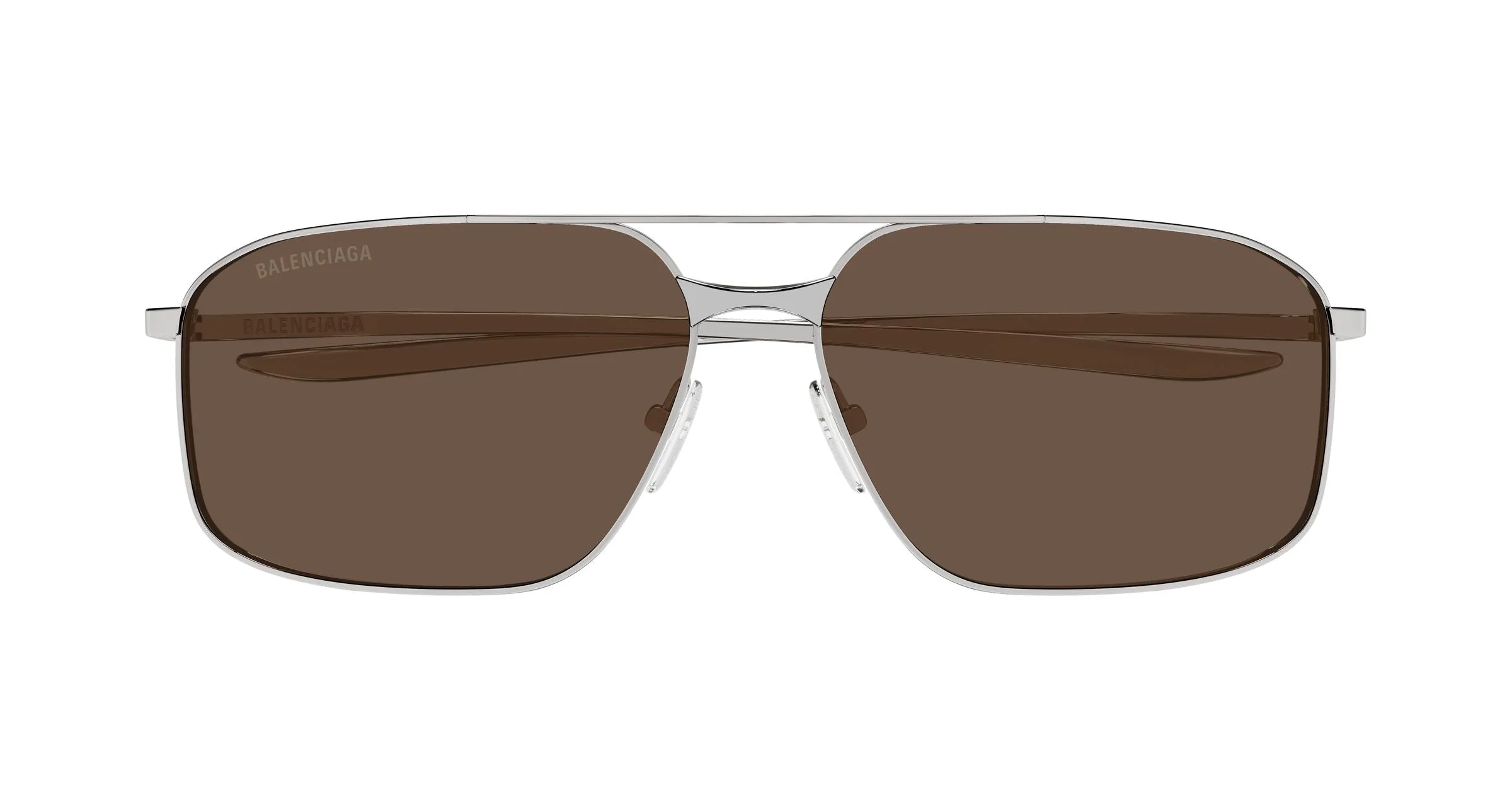 Balenciaga BB0492S 002 Occhiali da sole Metallo Rutenio Marrone Pilot - immagine 2