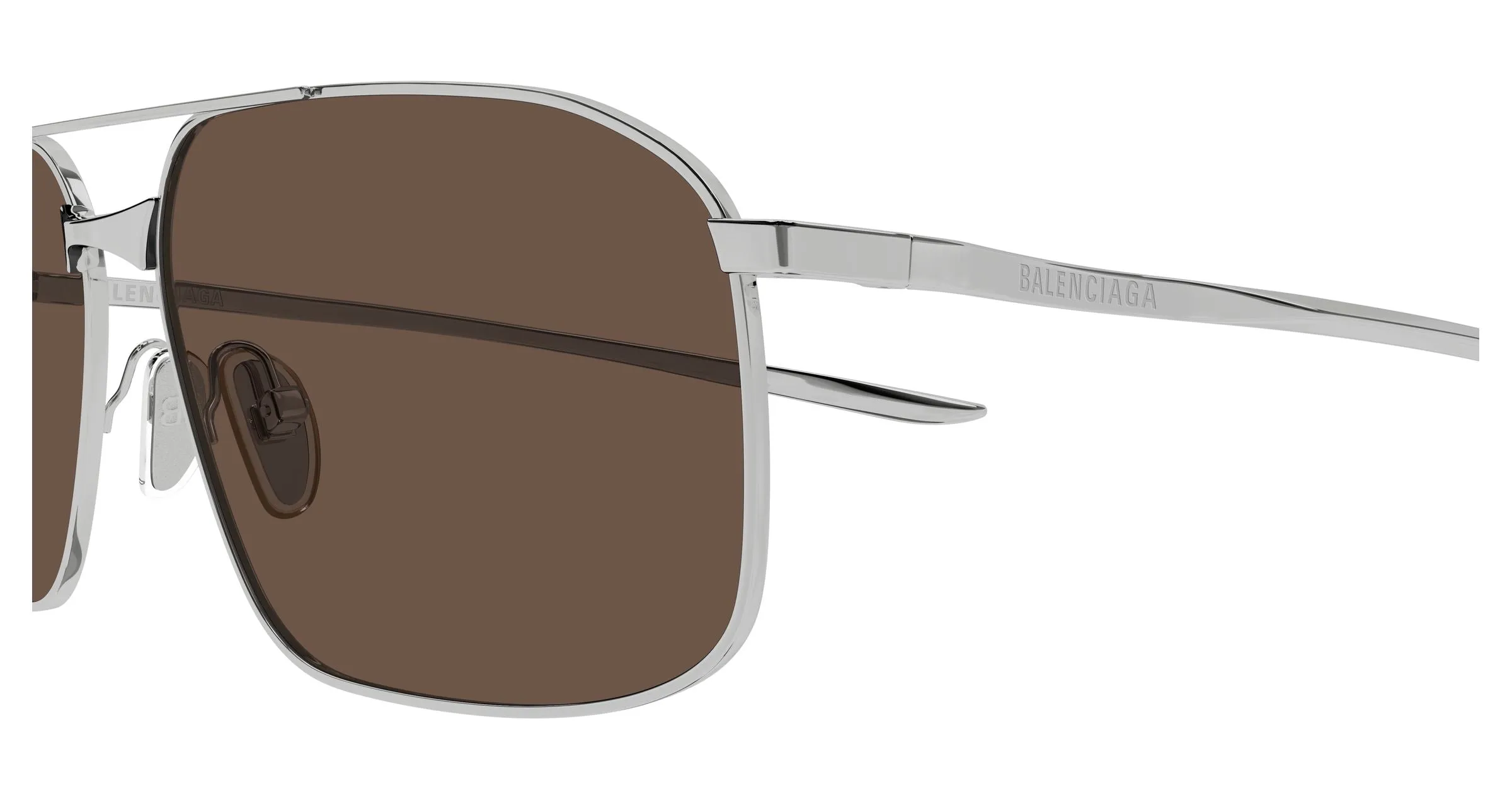 Balenciaga BB0492S 002 Occhiali da sole Metallo Rutenio Marrone Pilot - immagine 3