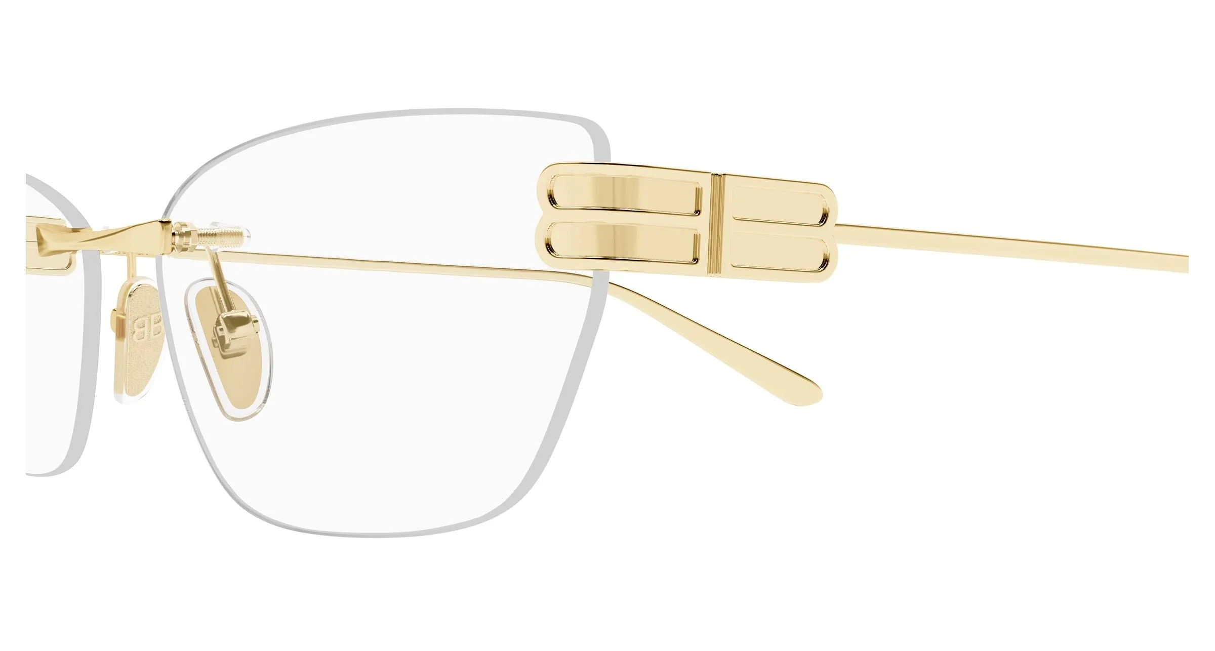 Balenciaga BB0490O 004 Montature da vista Metallo Oro Trasparente Squadrata - immagine 3