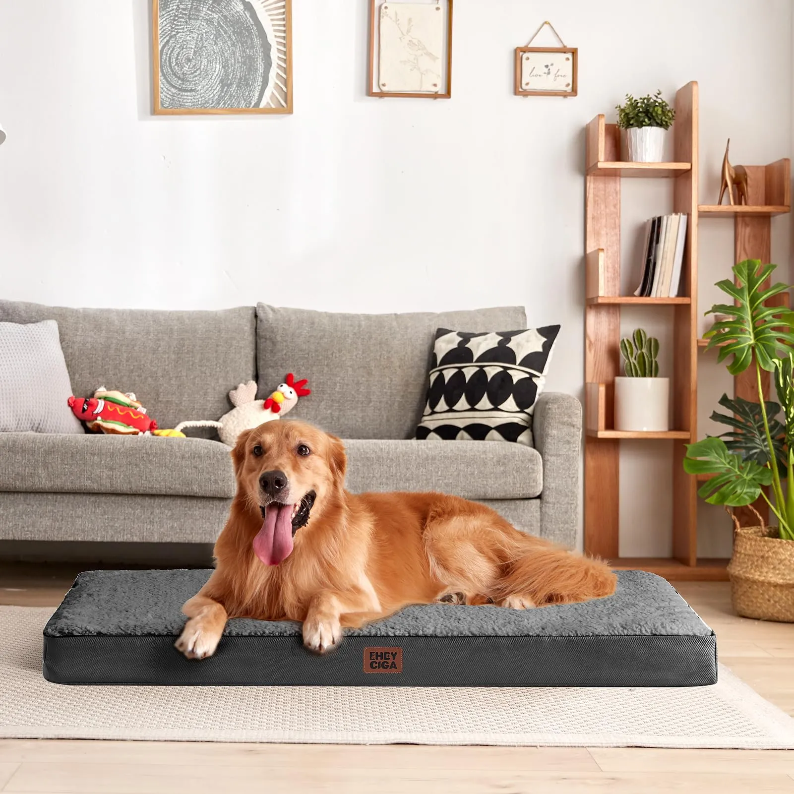 EHEYCIGA Removable Washable Orthopedic Dog Bed Cushion, Grey, 104 x 69 cm - immagine 8