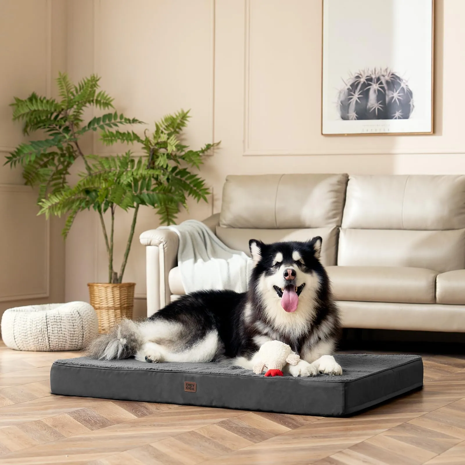 EHEYCIGA Removable Washable Orthopedic Dog Bed Cushion, Grey, 104 x 69 cm - immagine 9