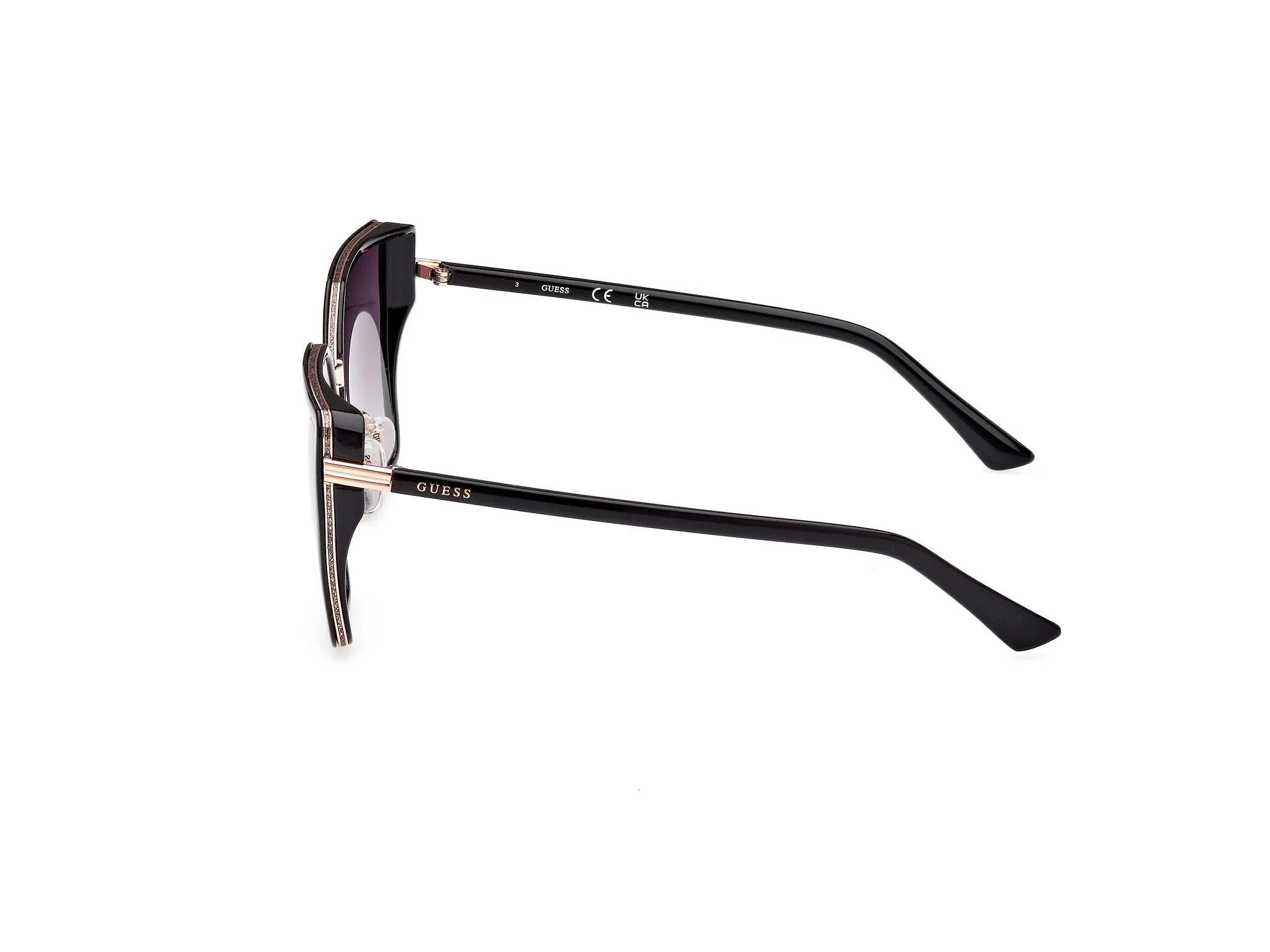 Guess GU7871 01B Occhiali da sole Iniettato Nero Grigio Farfalla Normale Sfumato - immagine 3