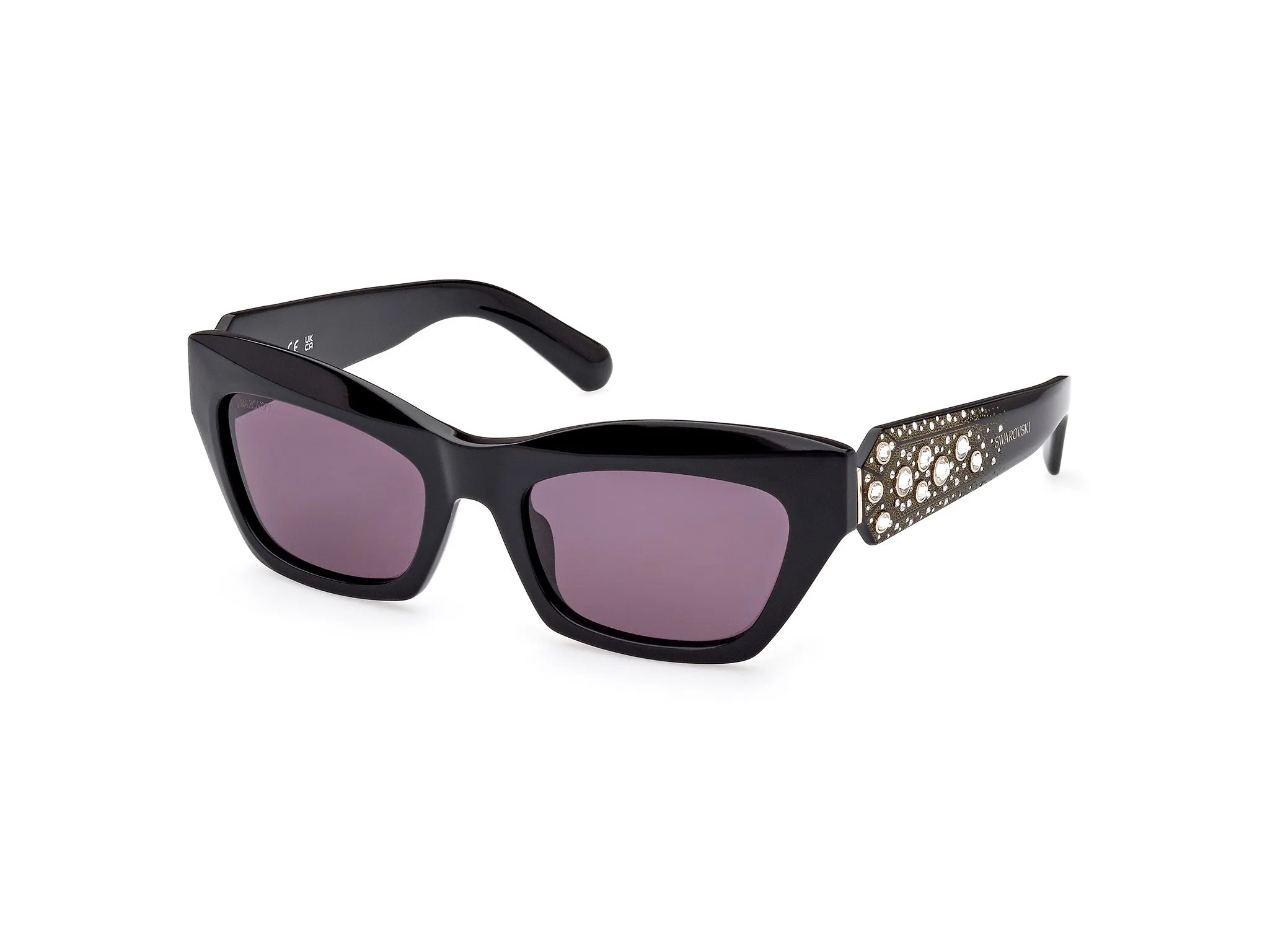 Swarovski SK0381 01A Occhiali da sole outlet Acetato Nero Grigio Cat Eye Normale - immagine 1