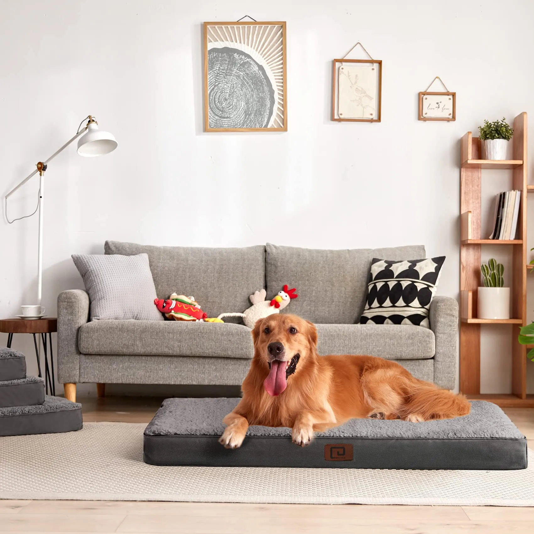 EHEYCIGA Removable Washable Orthopedic Dog Bed Cushion, Grey, 91 x 69 cm - immagine 8