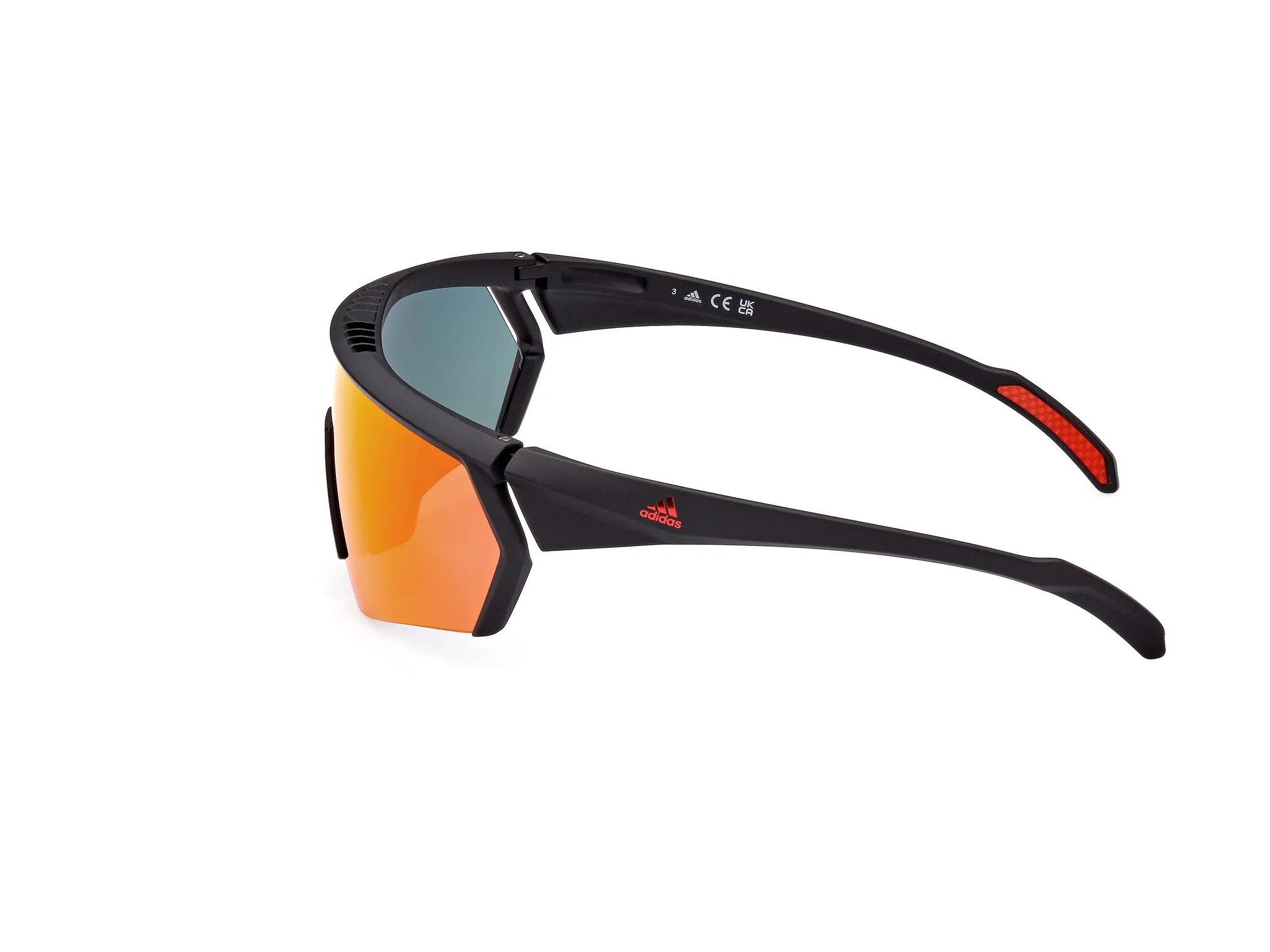 Adidas Sport SP0063 02U Occhiali da sole Iniettato Nero-opaco Rosso Maschera Normale Specchiato - immagine 3