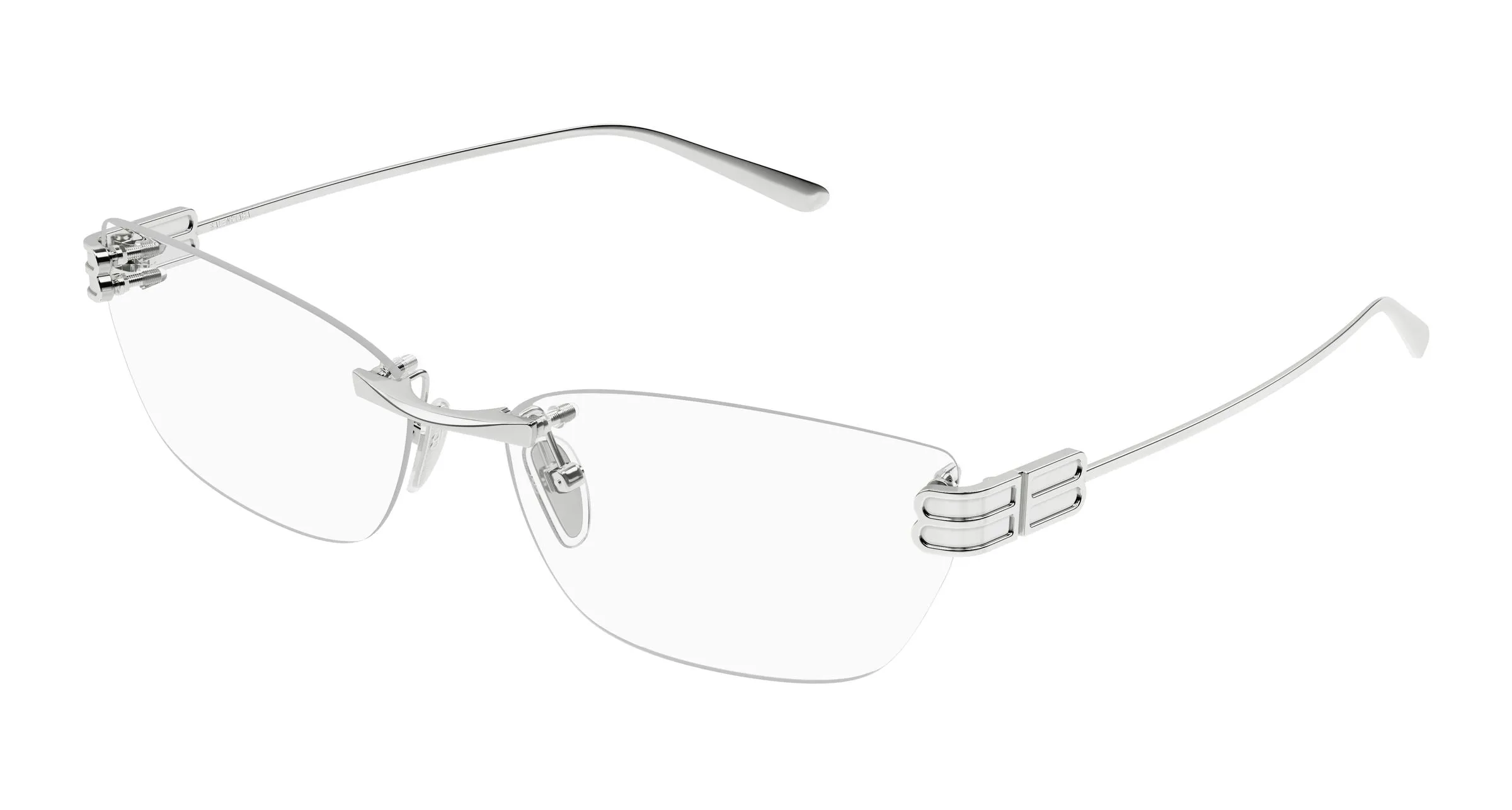 Balenciaga BB0490O 001 Montature da vista Metallo Argento Trasparente Squadrata - immagine 1
