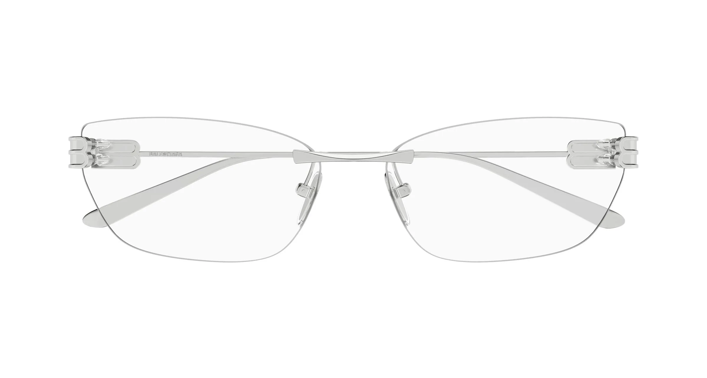 Balenciaga BB0490O 001 Montature da vista Metallo Argento Trasparente Squadrata - immagine 2