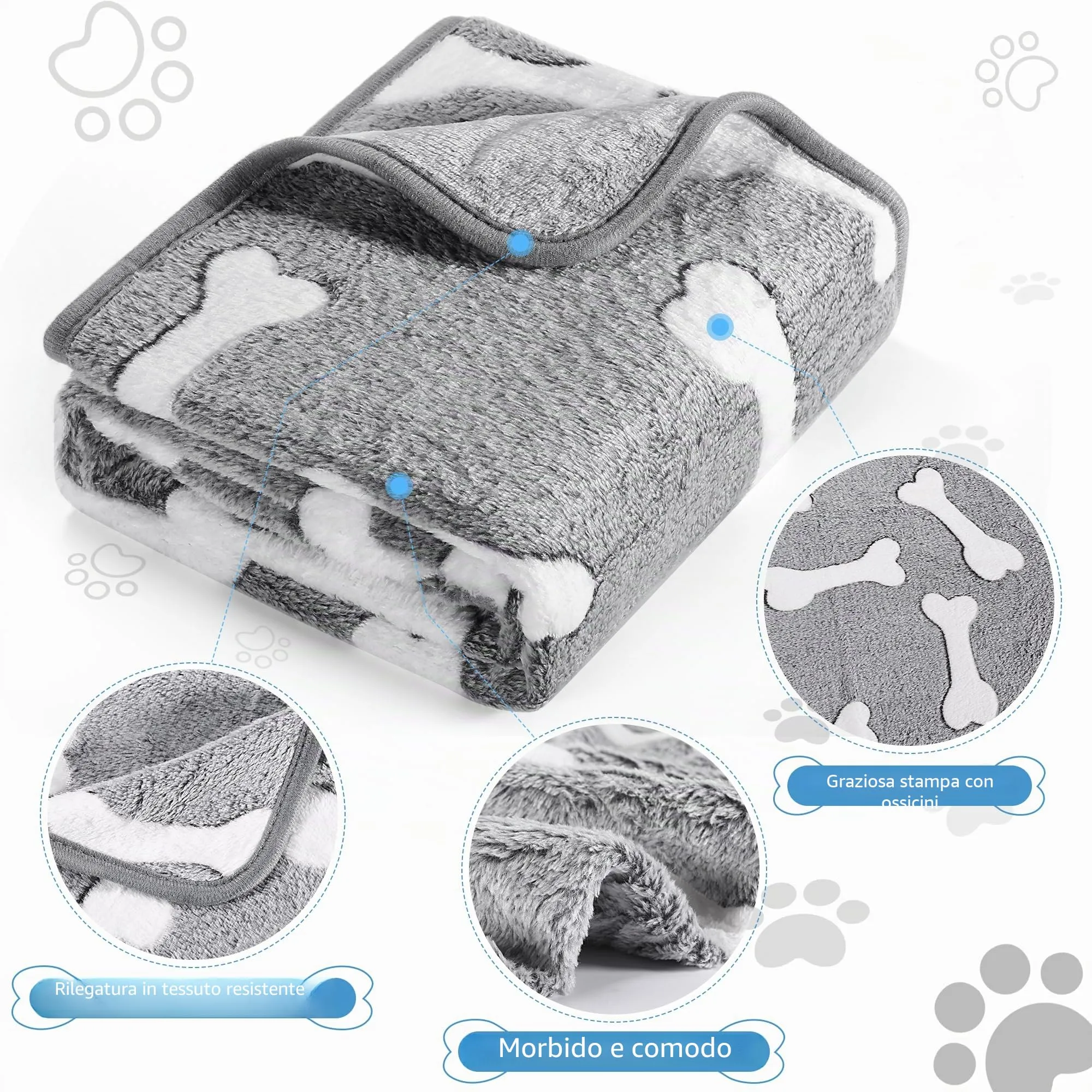 Set di 3 Coperte per Cani e Gatti, Lavabili, Soffici e Morbide - immagine 5