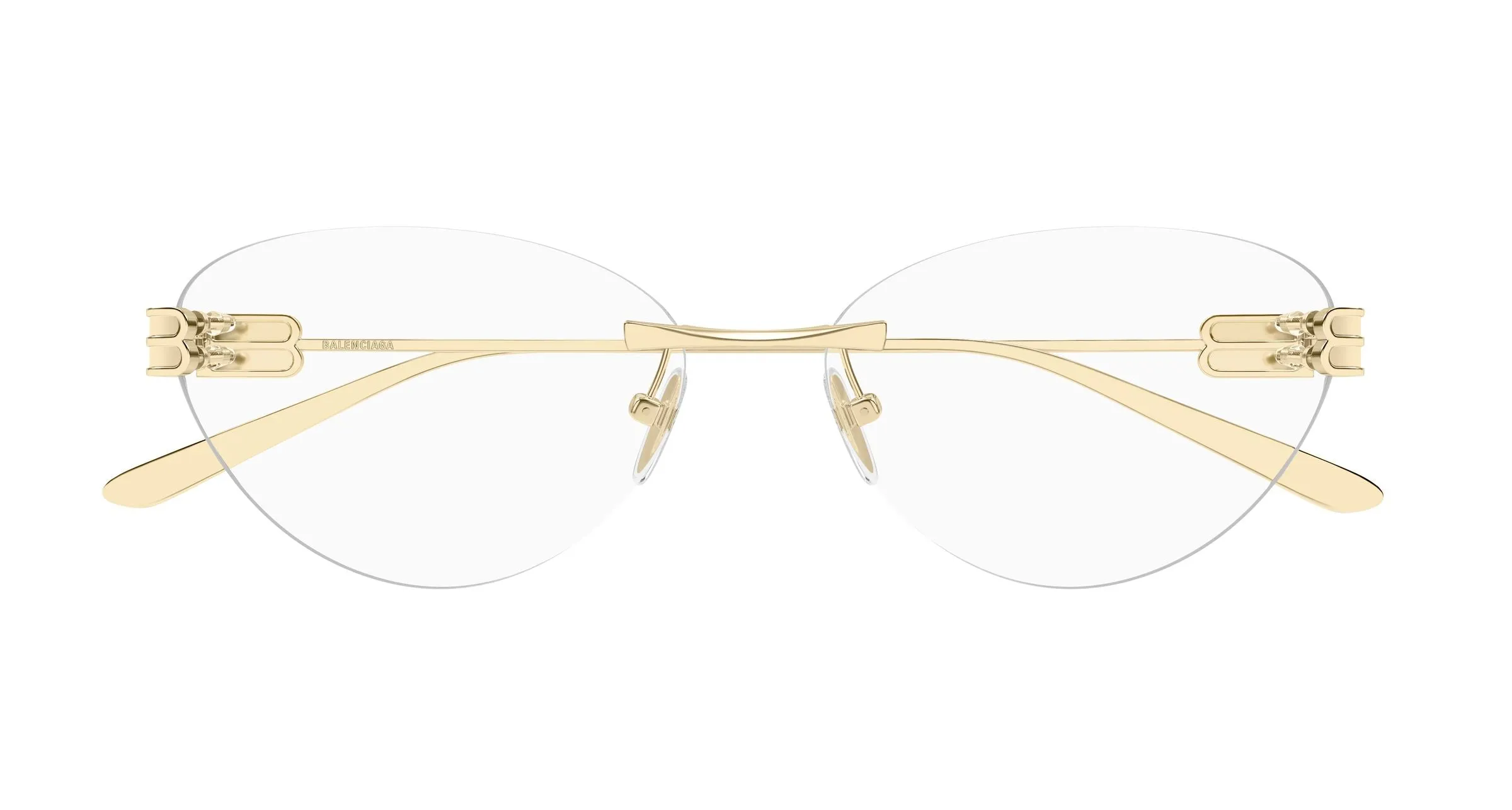 Balenciaga BB0489O 004 Montature da vista Metallo Oro Trasparente Cat Eye - immagine 2