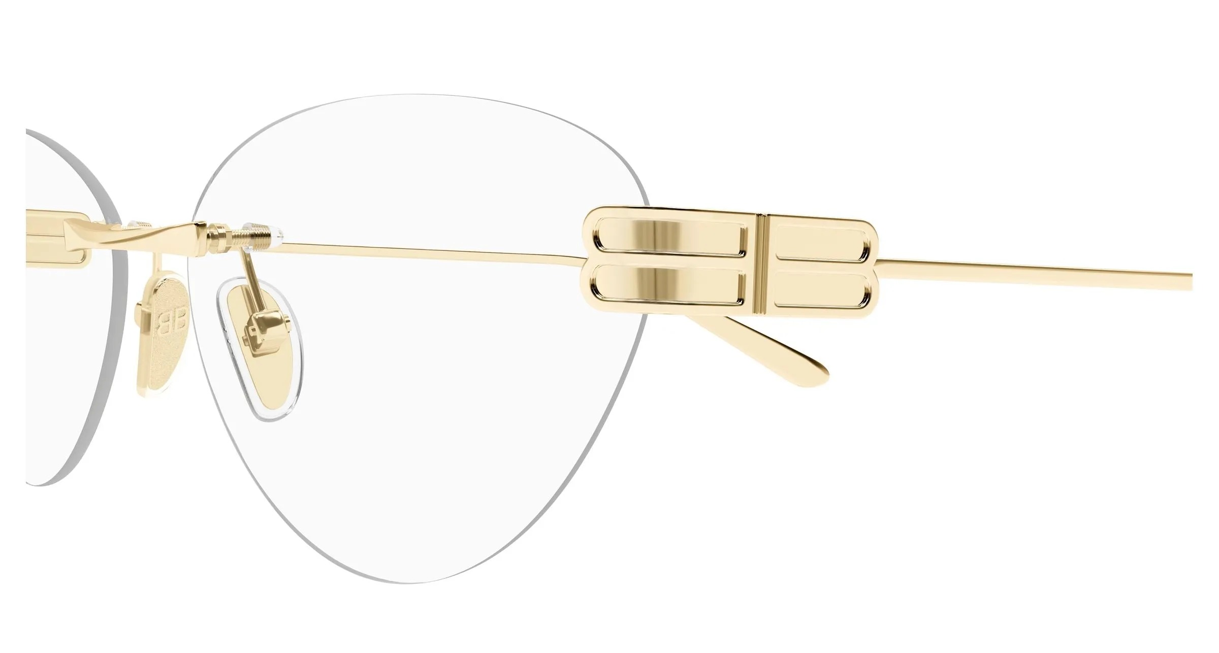 Balenciaga BB0489O 004 Montature da vista Metallo Oro Trasparente Cat Eye - immagine 3