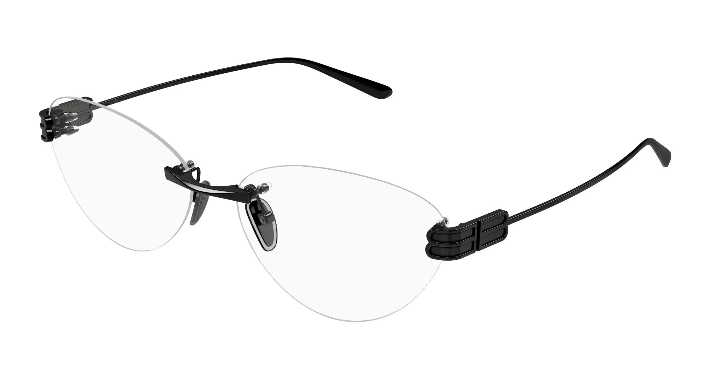 Balenciaga BB0489O 002 Montature da vista Metallo Nero Trasparente Cat Eye - immagine 1