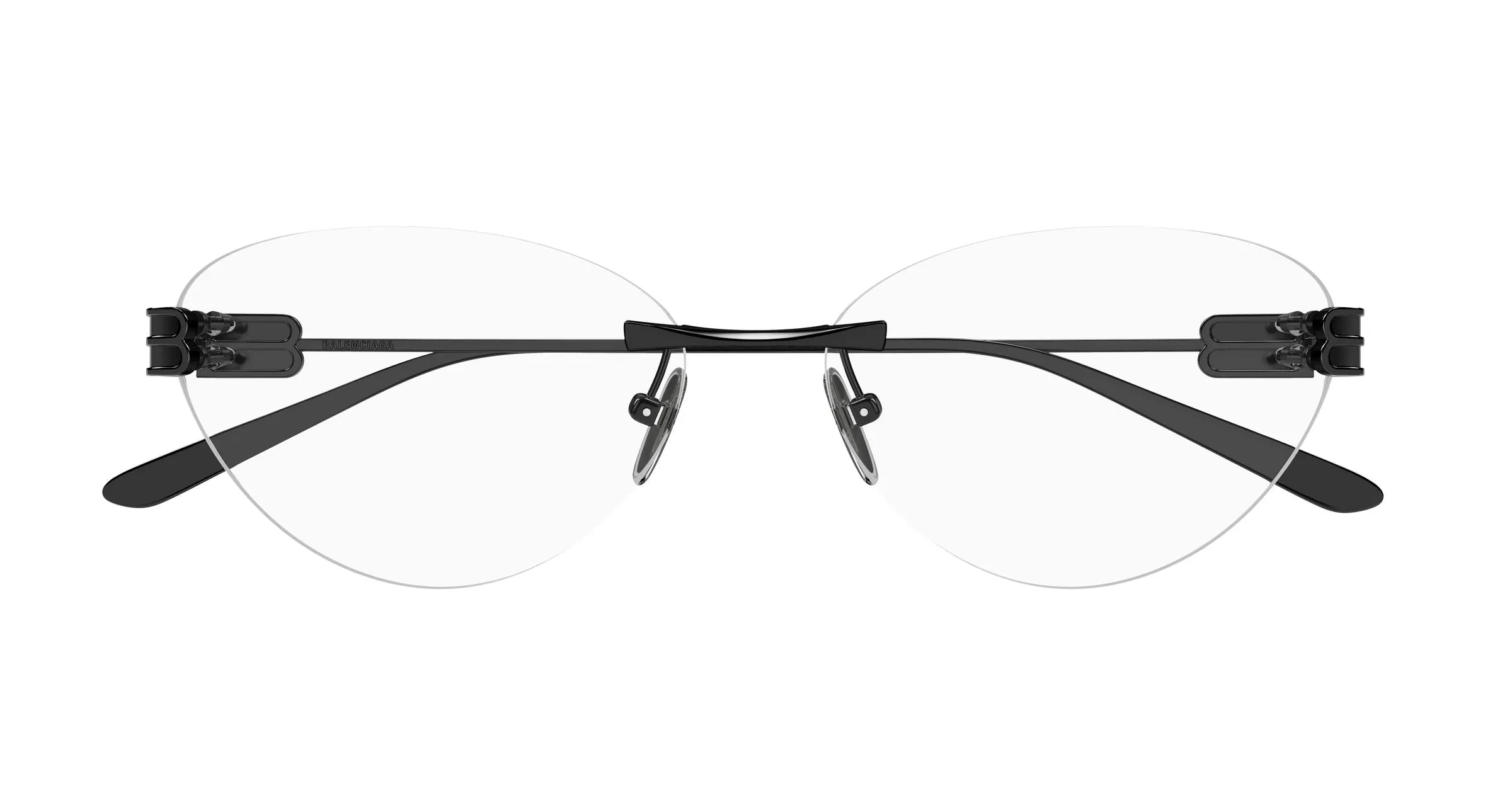 Balenciaga BB0489O 002 Montature da vista Metallo Nero Trasparente Cat Eye - immagine 2
