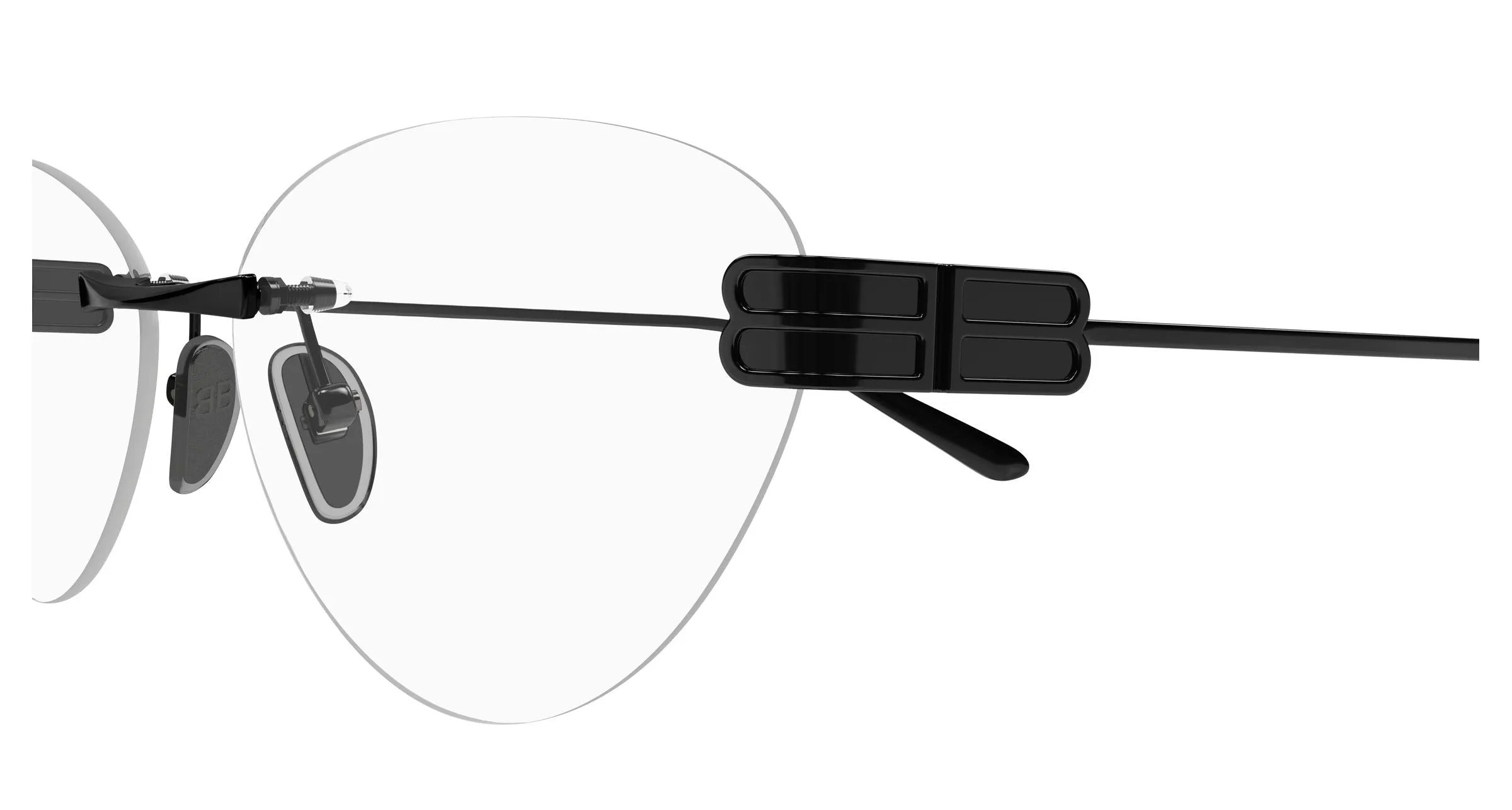 Balenciaga BB0489O 002 Montature da vista Metallo Nero Trasparente Cat Eye - immagine 3