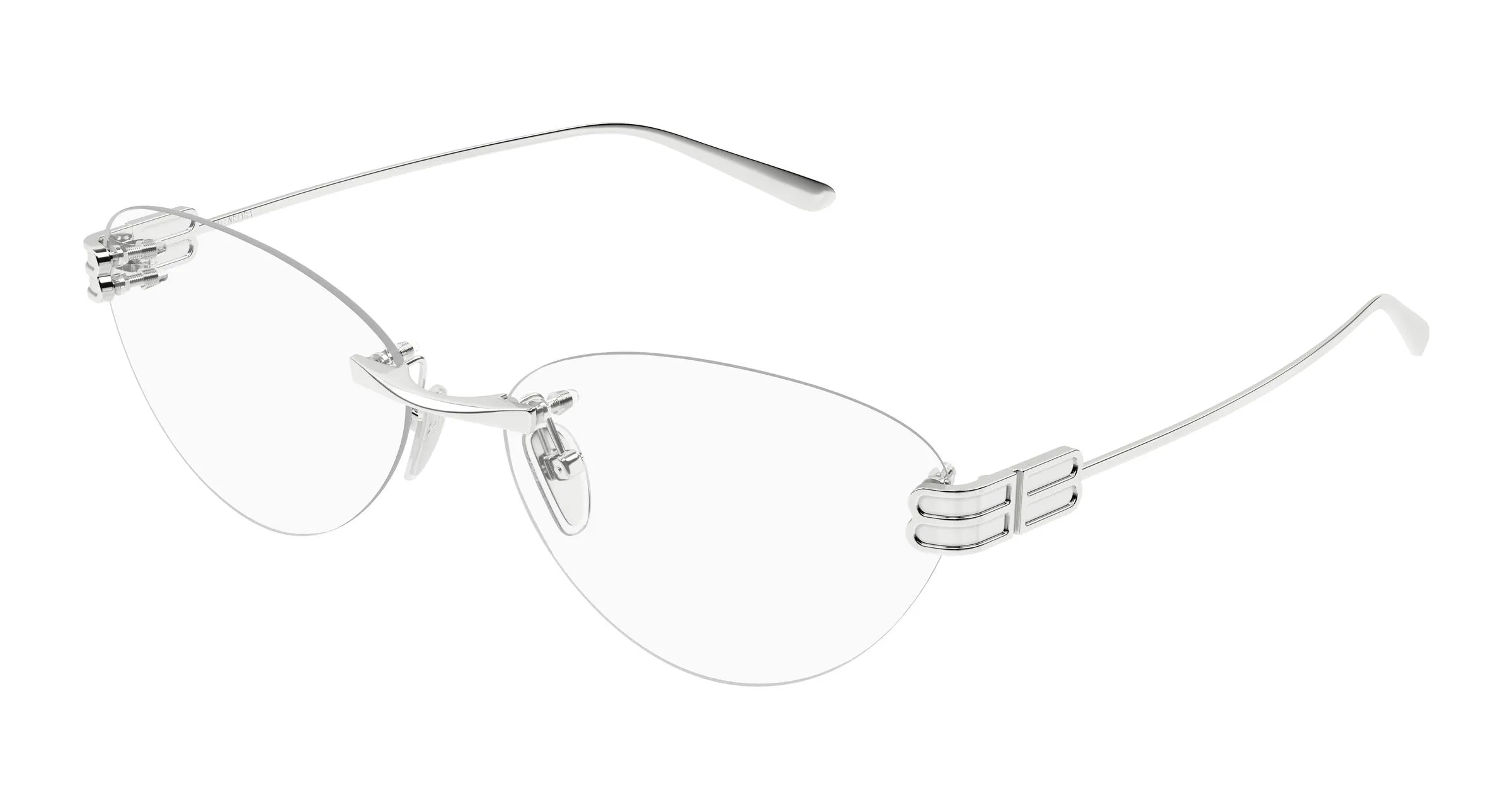 Balenciaga BB0489O 001 Montature da vista Metallo Argento Trasparente Cat Eye - immagine 1