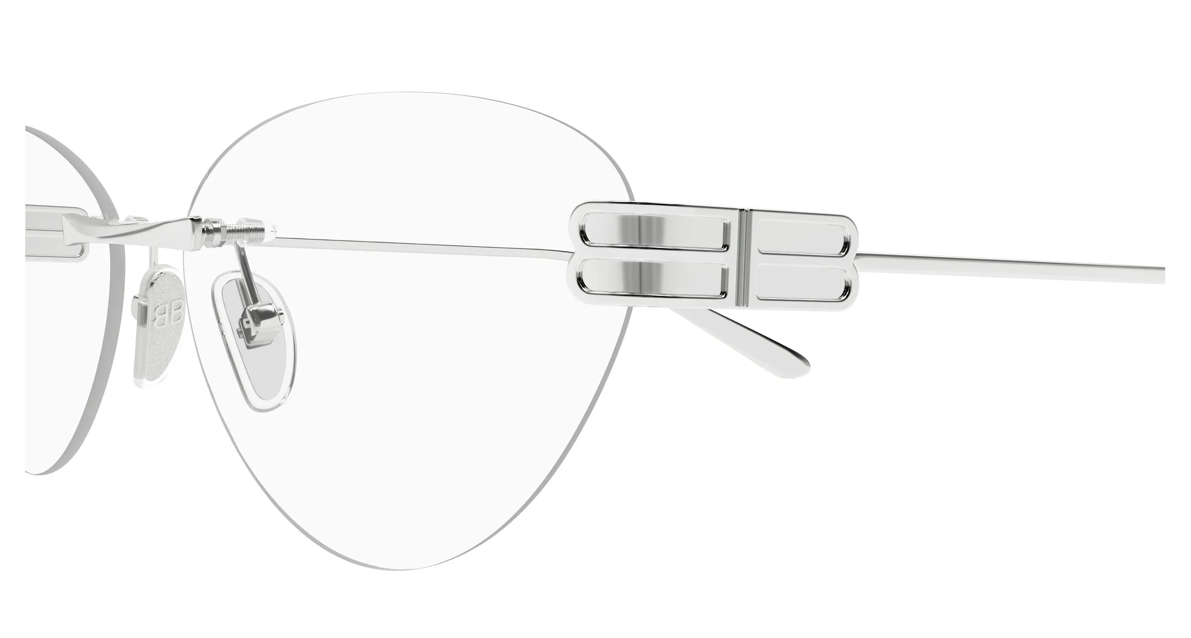 Balenciaga BB0489O 001 Montature da vista Metallo Argento Trasparente Cat Eye - immagine 3