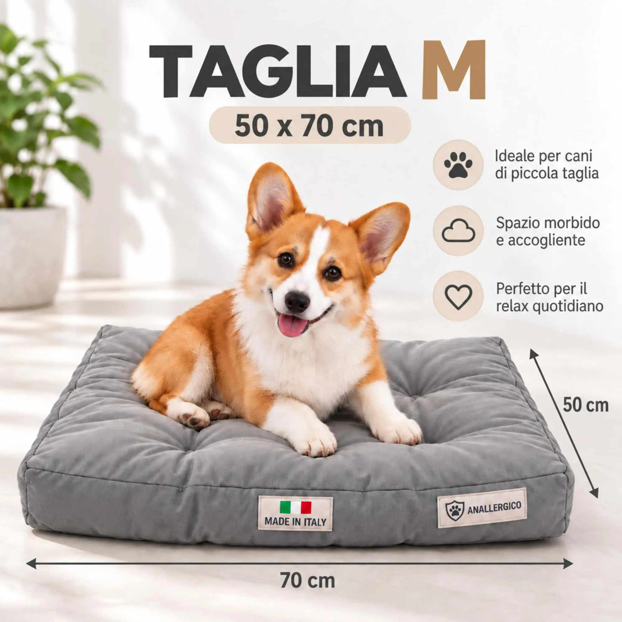 TECNOCUCI Cuccia Cane Lavabile, Realizzata a Mano in Italia, Taglia M - immagine 2