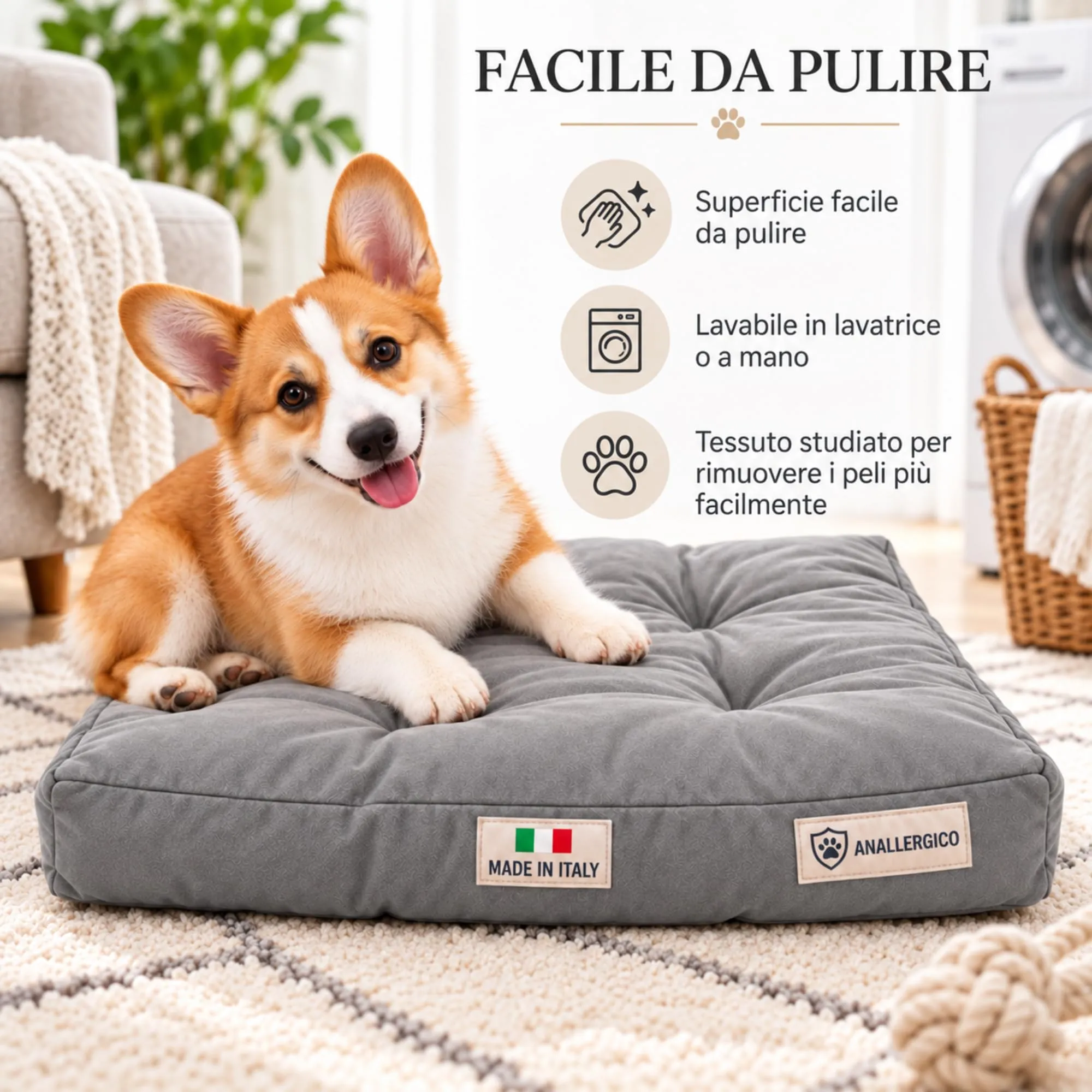 TECNOCUCI Cuccia Cane Lavabile, Realizzata a Mano in Italia, Taglia M - immagine 3