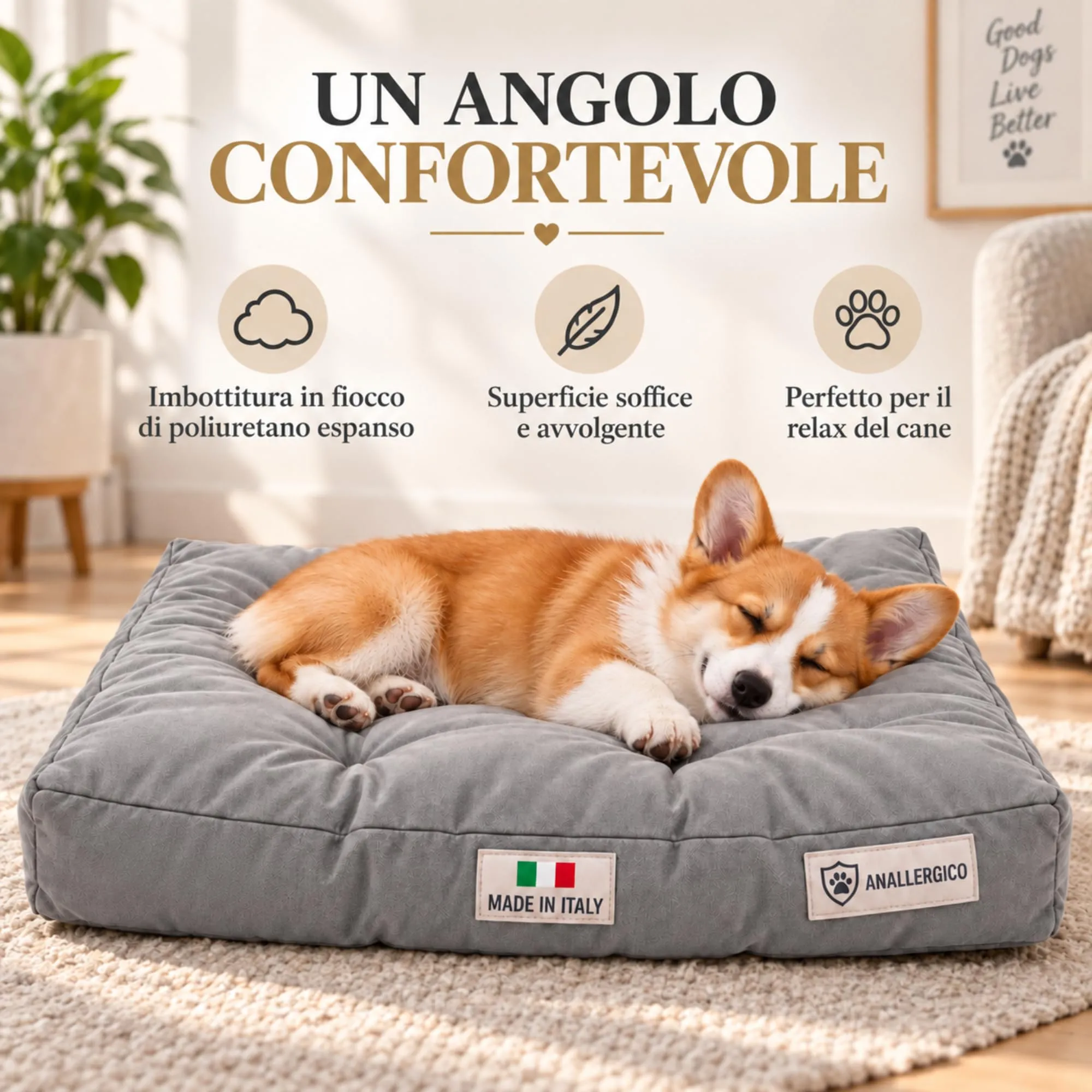 TECNOCUCI Cuccia Cane Lavabile, Realizzata a Mano in Italia, Taglia M - immagine 4