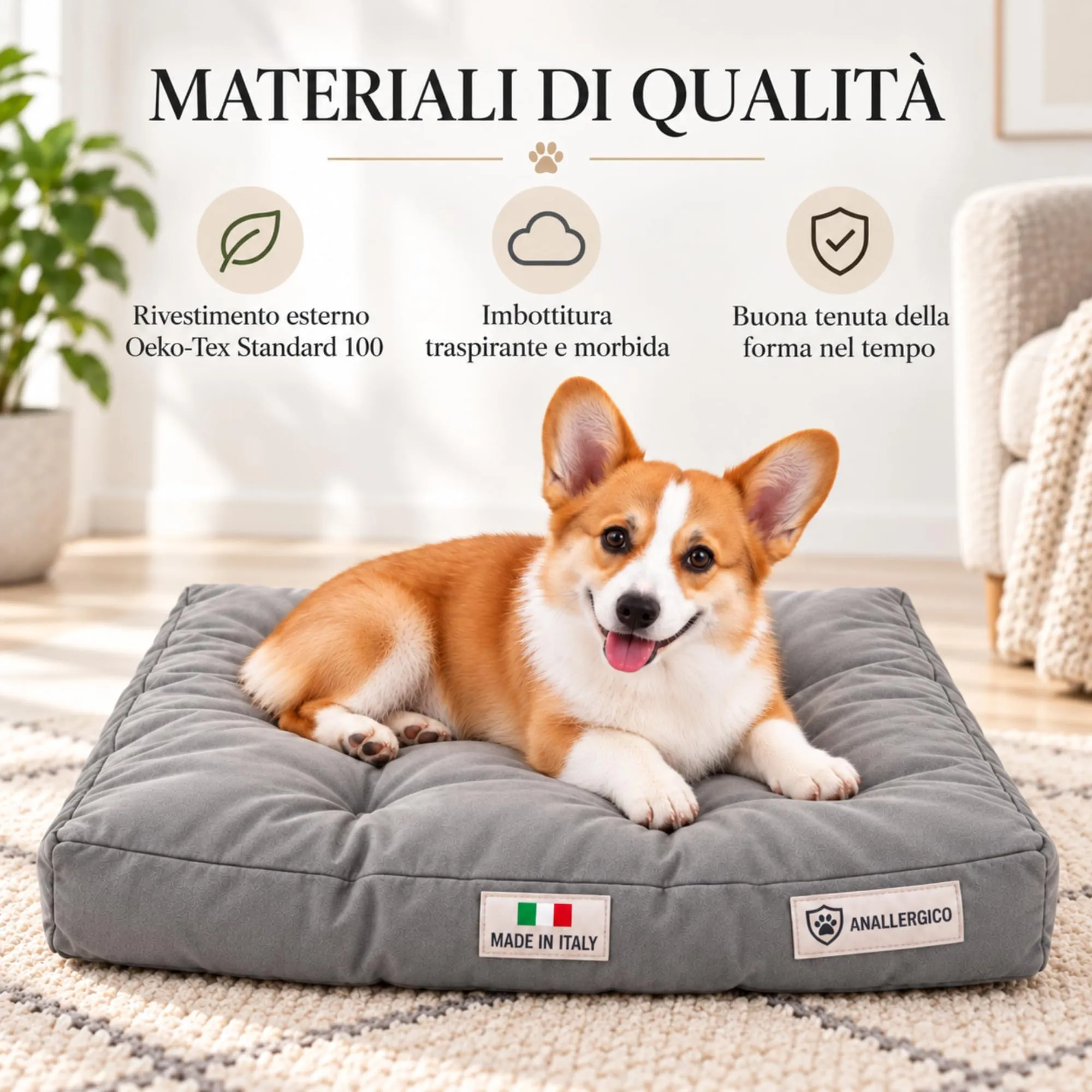 TECNOCUCI Cuccia Cane Lavabile, Realizzata a Mano in Italia, Taglia M - immagine 5