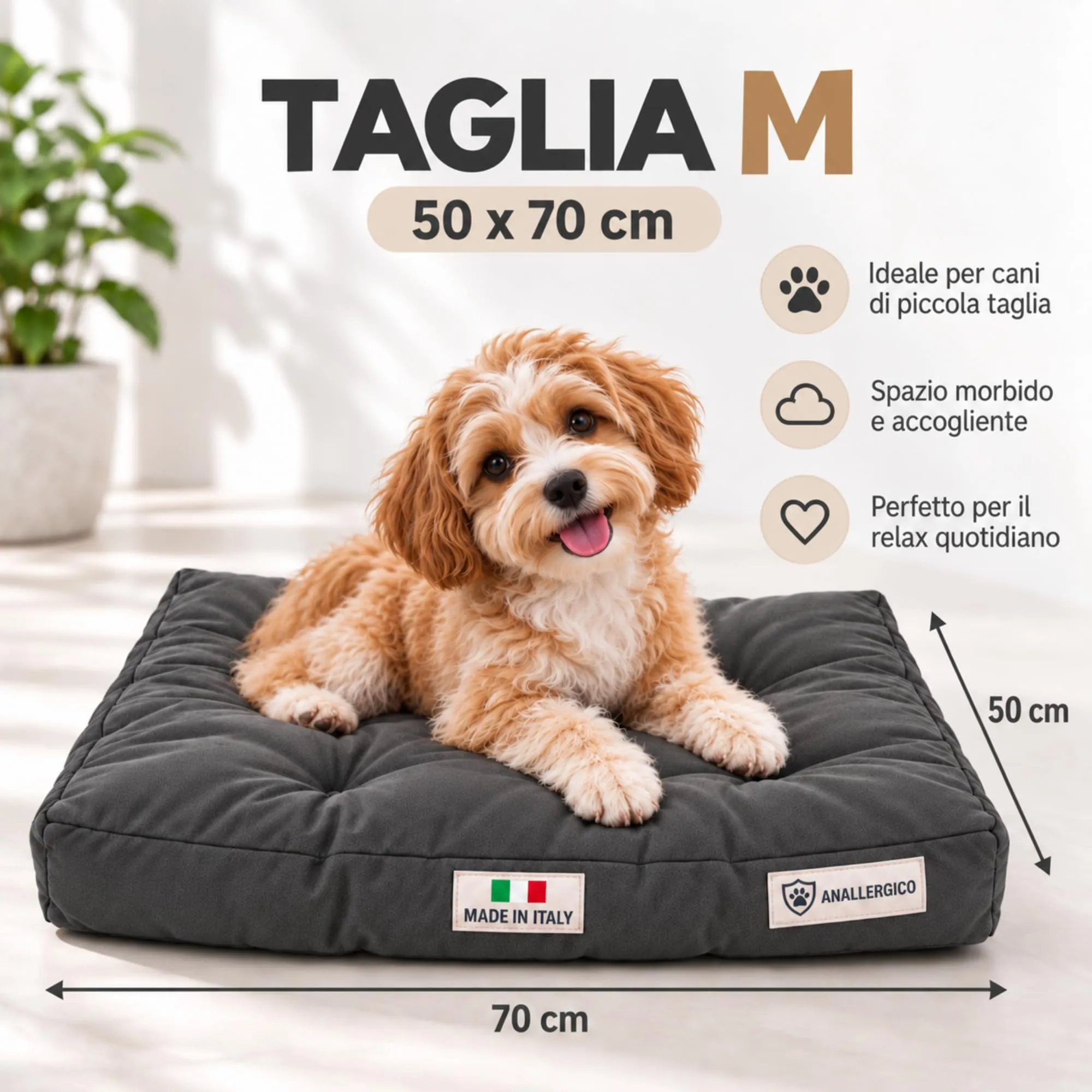 TECNOCUCI Cuccia Cane Lavabile, Realizzata a Mano in Italia, Taglia M - immagine 2