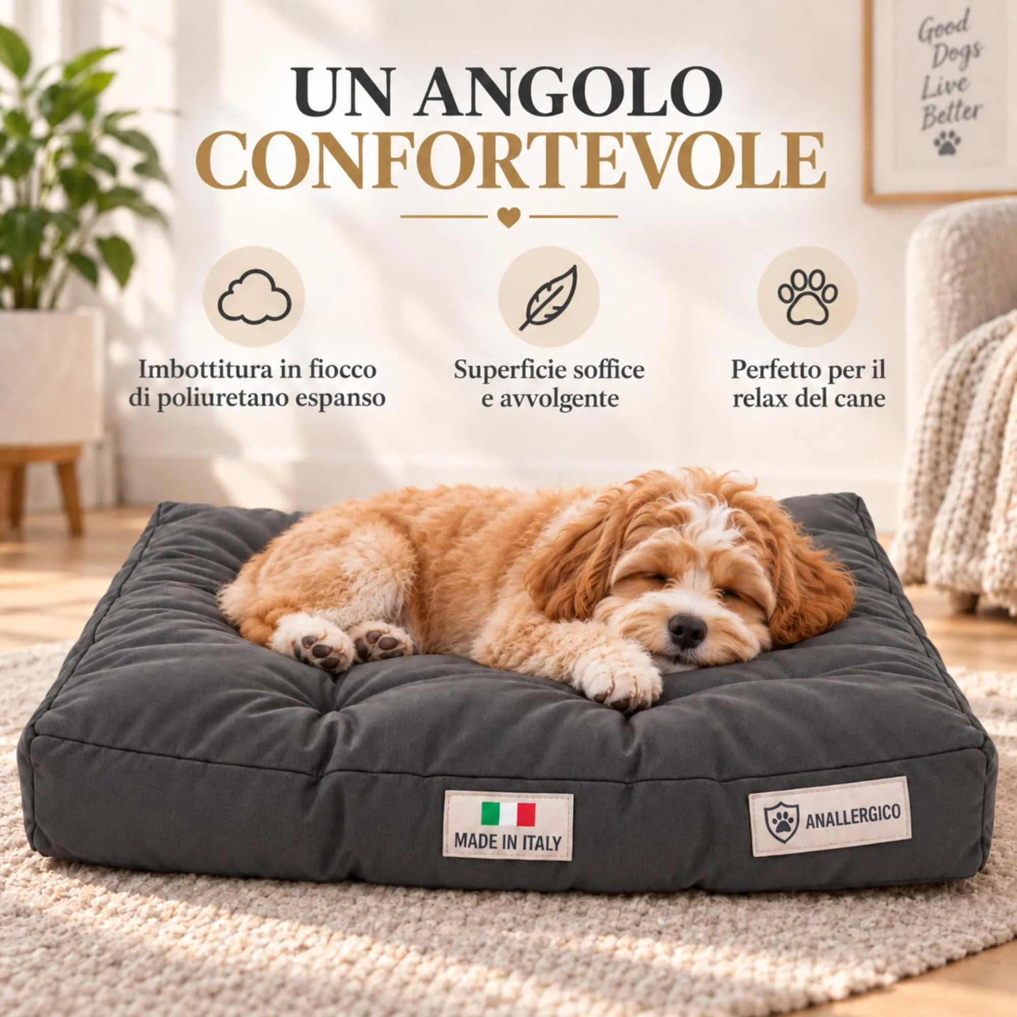 TECNOCUCI Cuccia Cane Lavabile, Realizzata a Mano in Italia, Taglia M - immagine 4