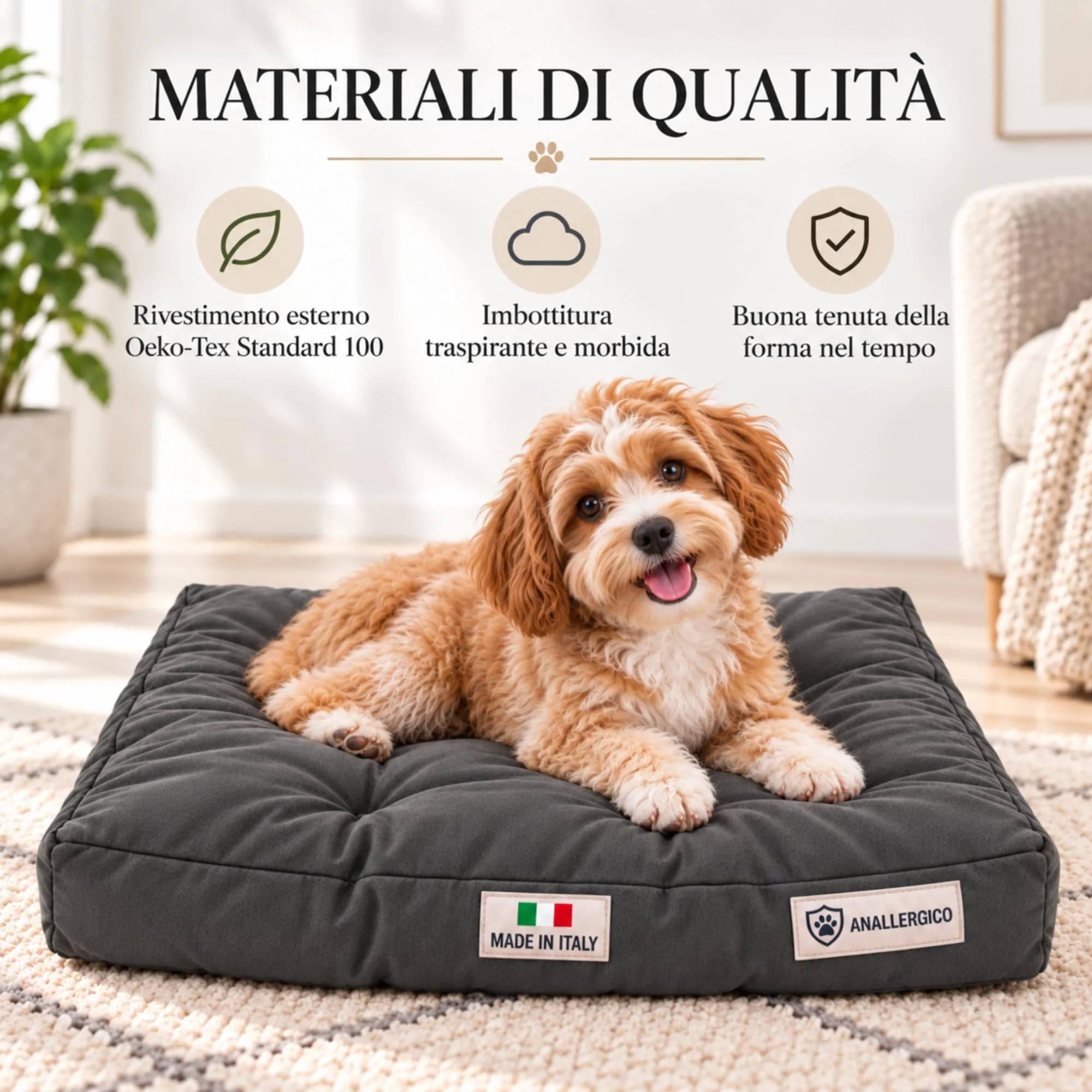 TECNOCUCI Cuccia Cane Lavabile, Realizzata a Mano in Italia, Taglia M - immagine 5