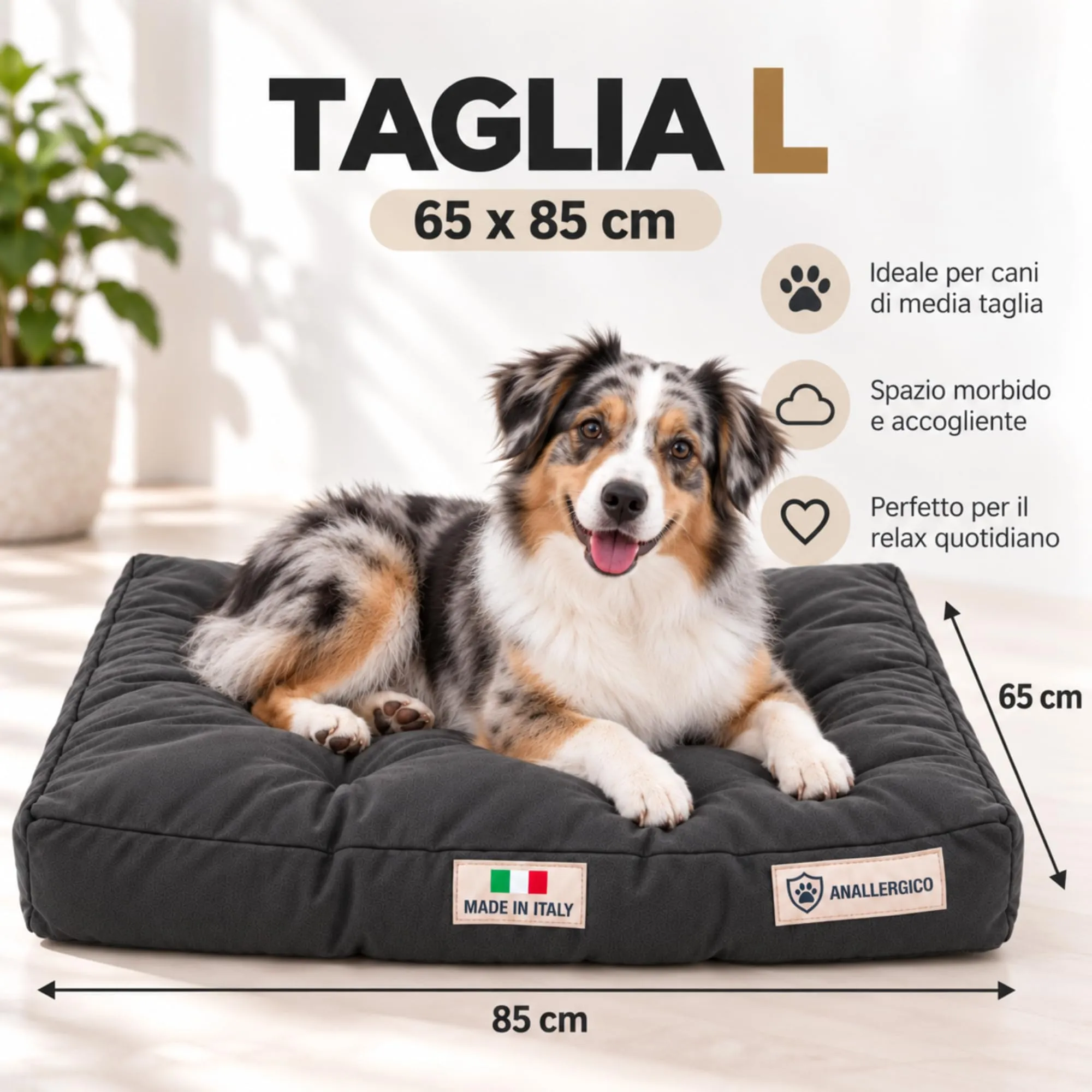 TECNOCUCI Cuccia Cane Lavabile, Realizzata a Mano in Italia, Taglia L - immagine 2