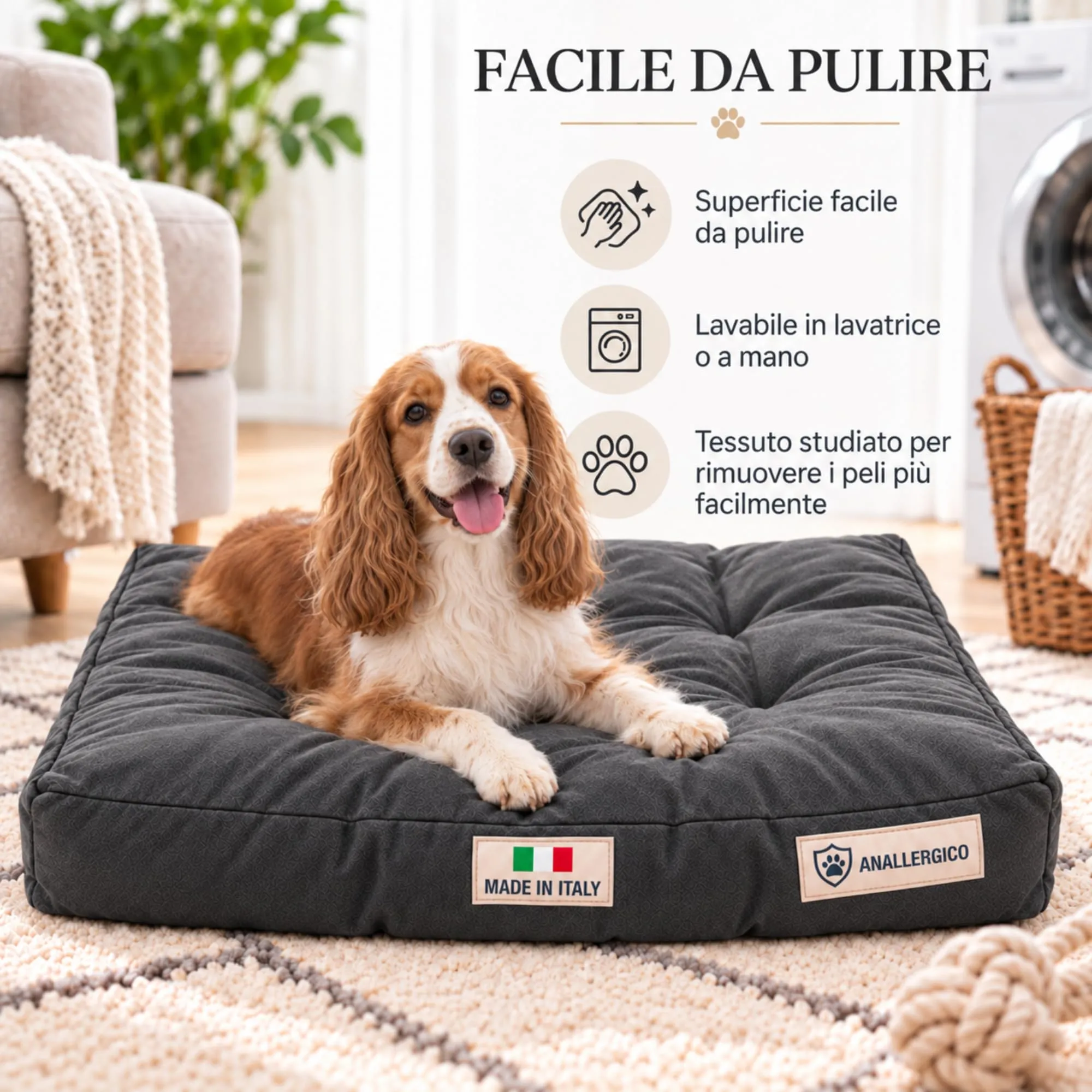 TECNOCUCI Cuccia Cane Lavabile, Realizzata a Mano in Italia, Taglia L - immagine 3