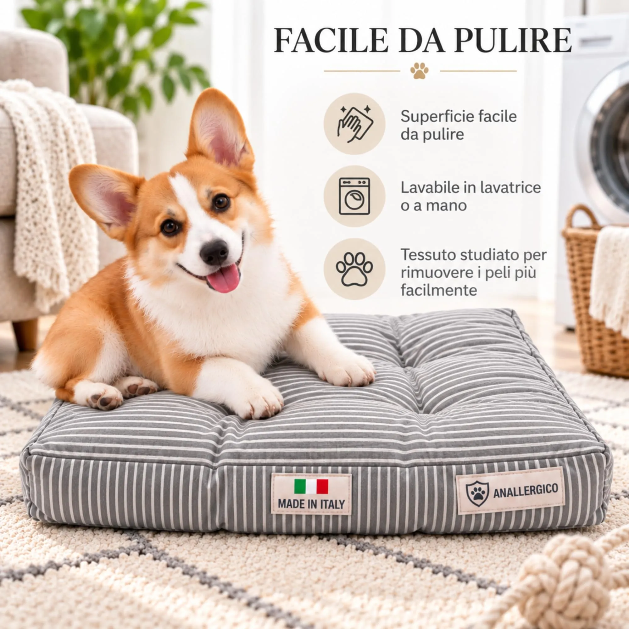 TECNOCUCI Cuccia Cane Lavabile, Realizzata a Mano in Italia, Taglia M - immagine 3