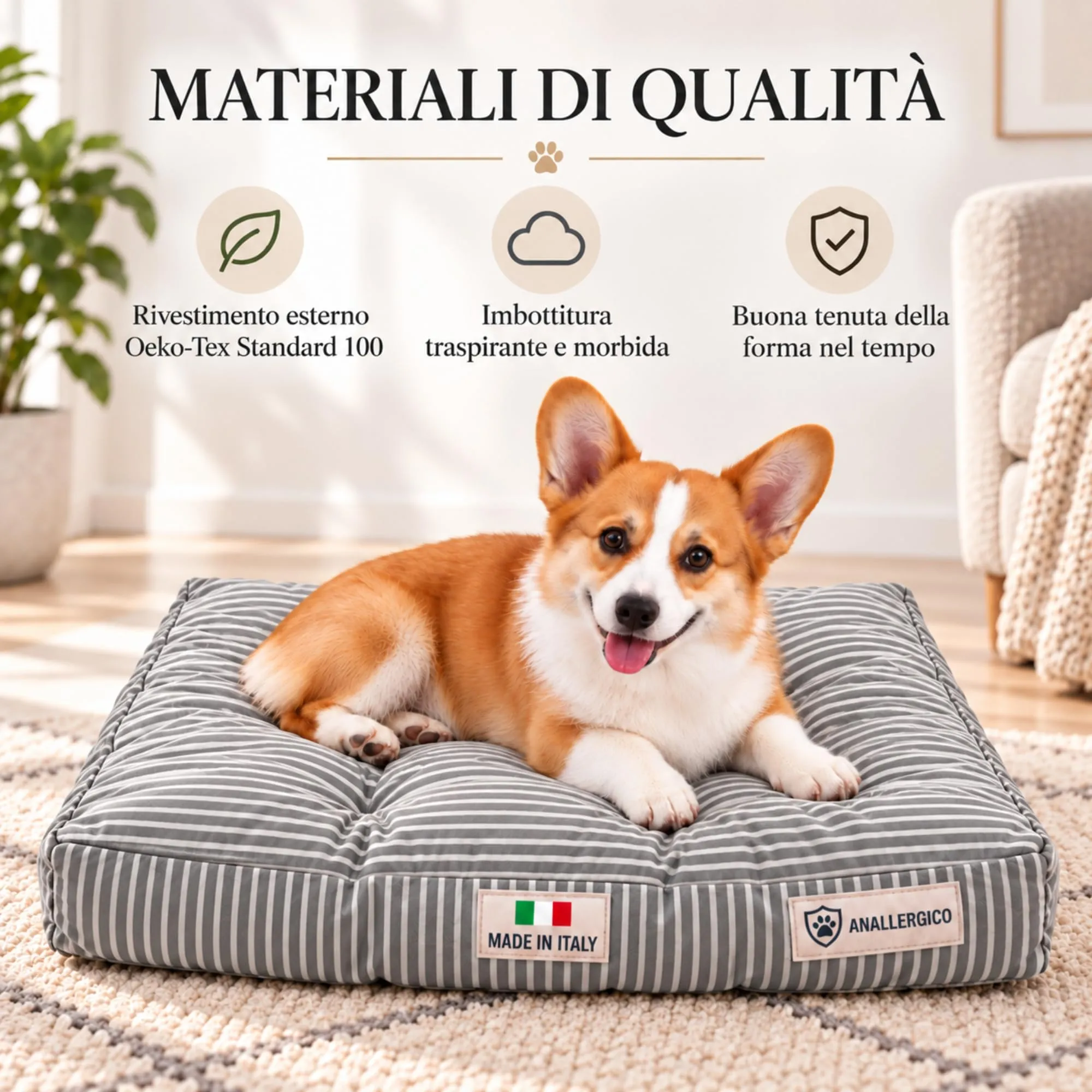 TECNOCUCI Cuccia Cane Lavabile, Realizzata a Mano in Italia, Taglia M - immagine 5