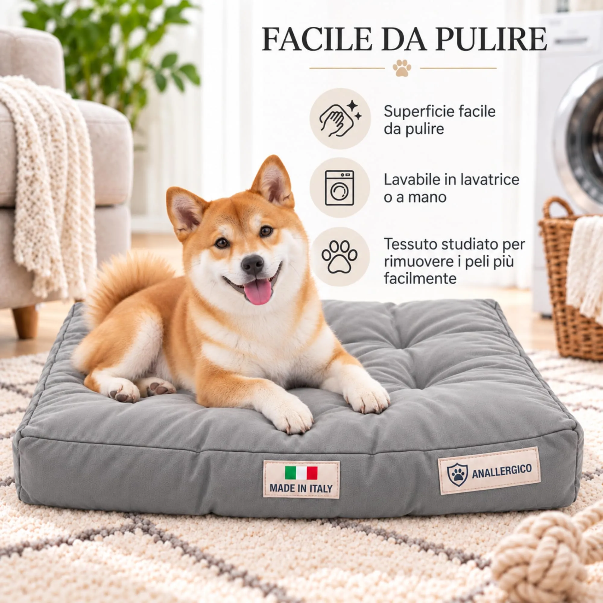 TECNOCUCI Cuccia Cane Lavabile, Realizzata a Mano in Italia, Taglia L - immagine 3