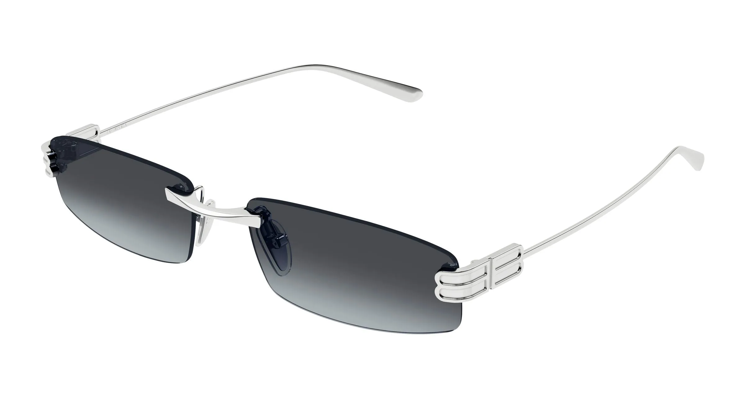 Balenciaga BB0488S 002 Occhiali da sole Metallo Argento Fumo Squadrata - immagine 1
