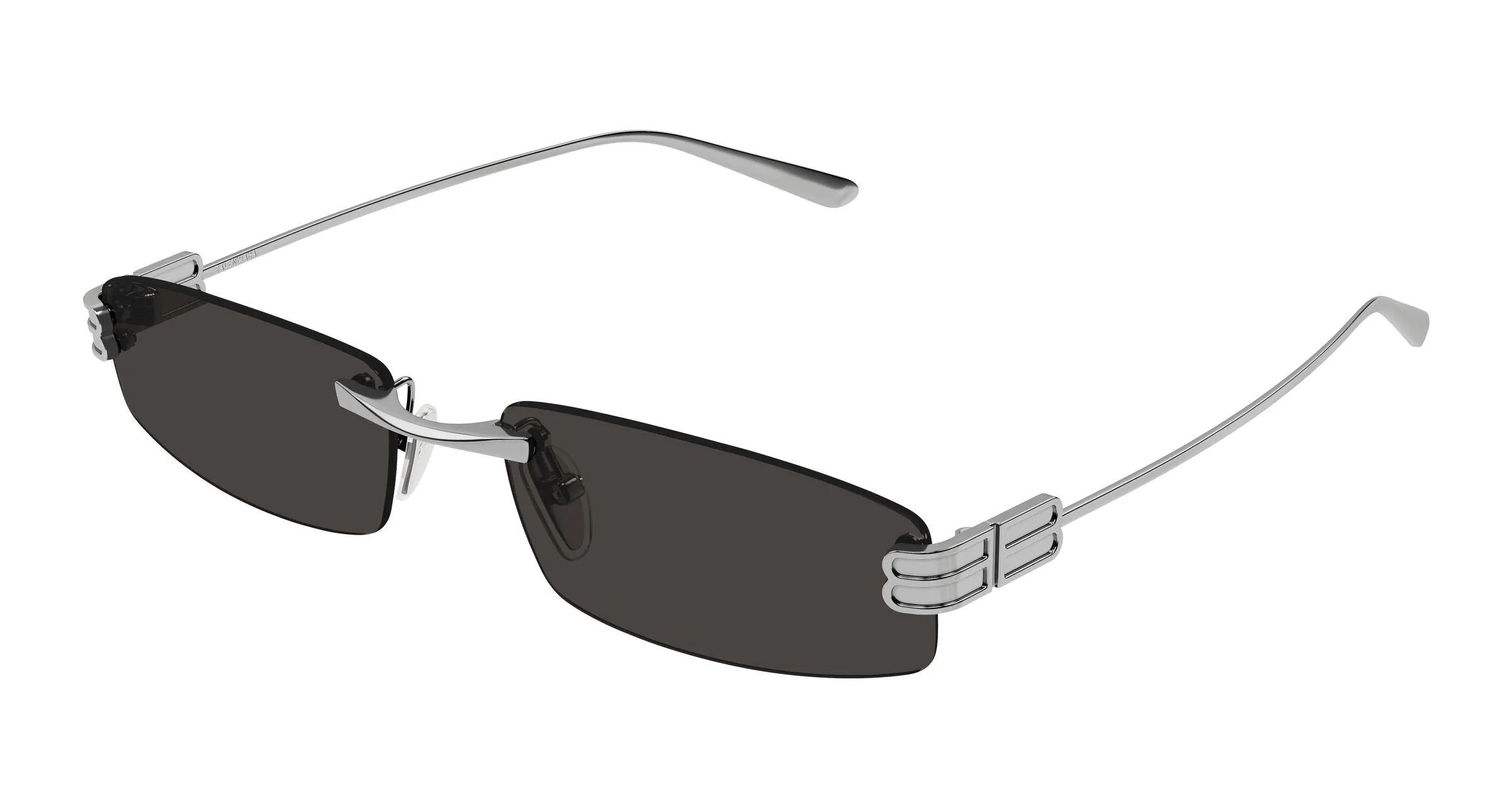 Balenciaga BB0488S 001 Occhiali da sole Metallo Rutenio Grigio Squadrata - immagine 1