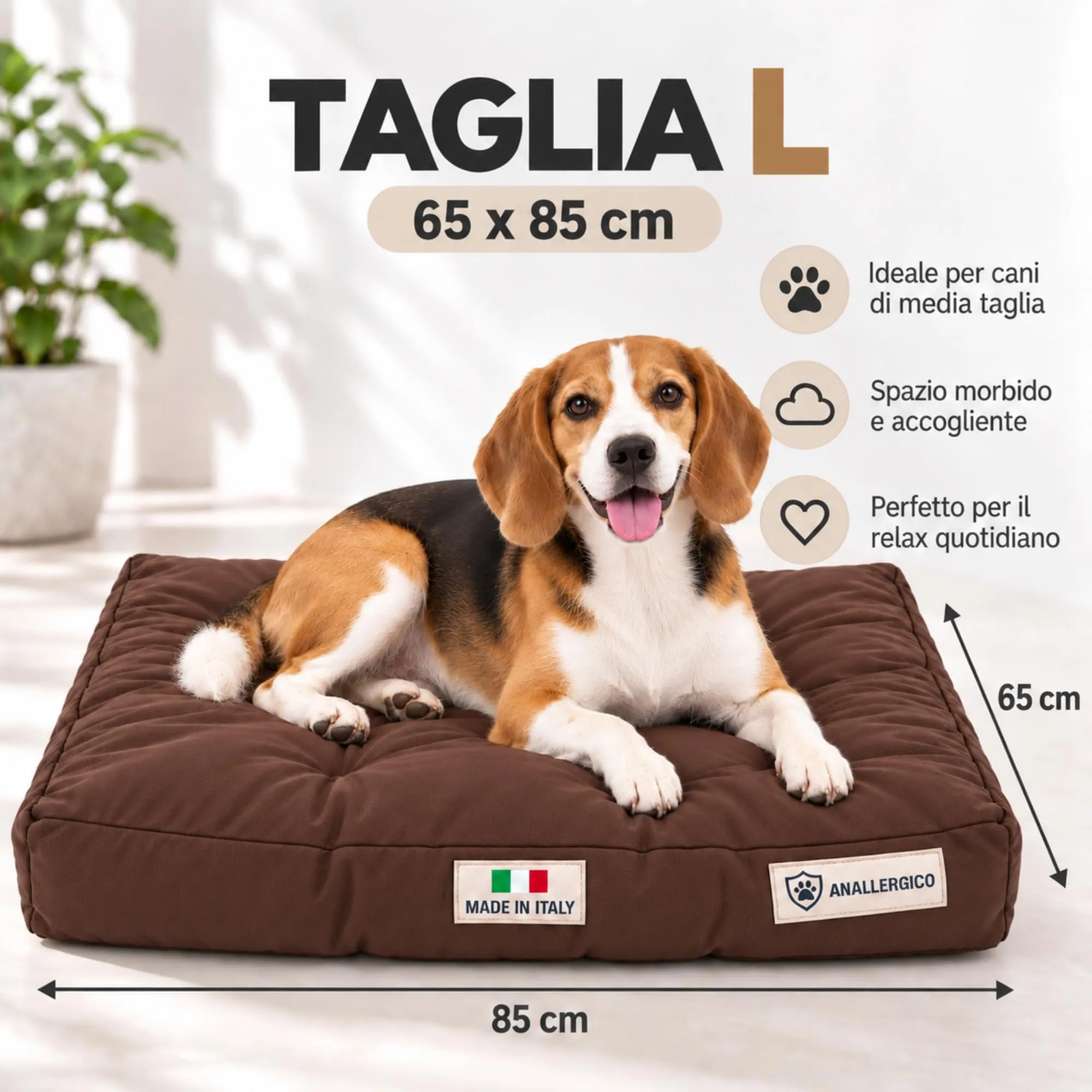 TECNOCUCI Cuccia Cane Lavabile, Realizzata a Mano in Italia, Taglia L - immagine 2