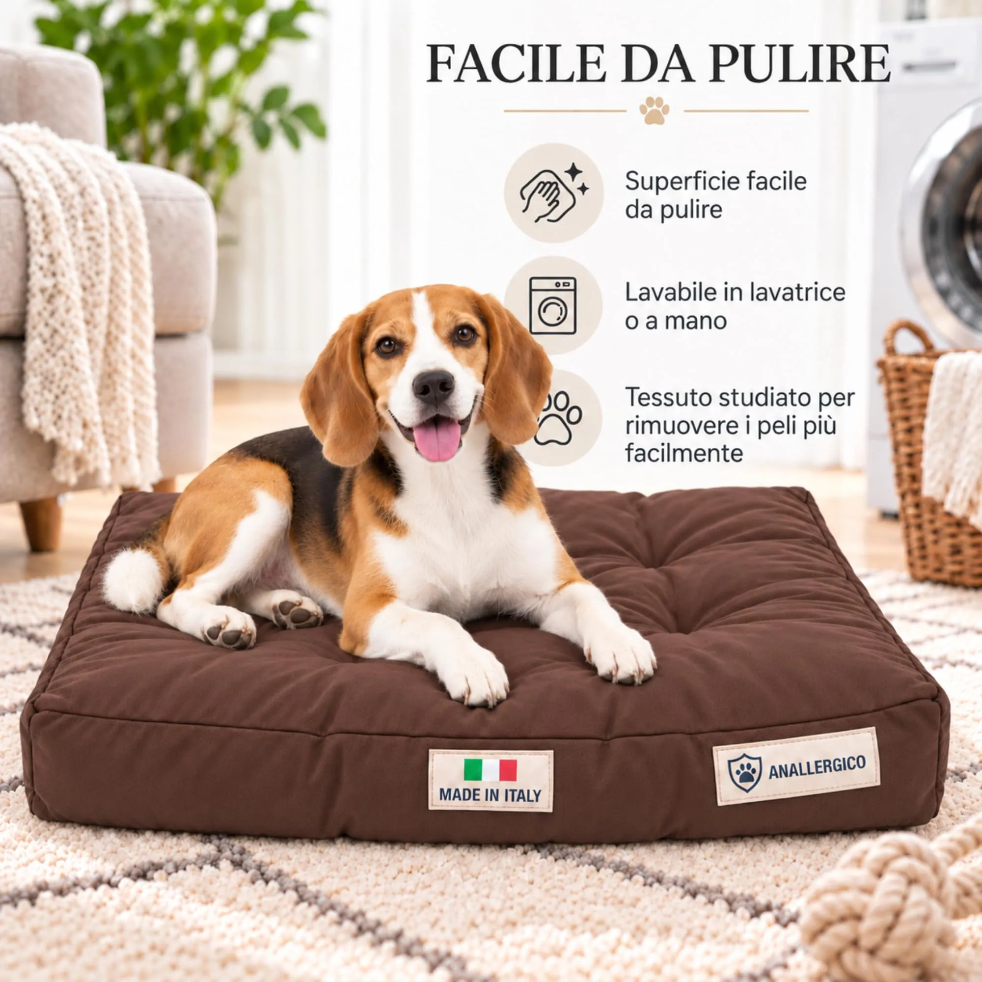 TECNOCUCI Cuccia Cane Lavabile, Realizzata a Mano in Italia, Taglia L - immagine 3