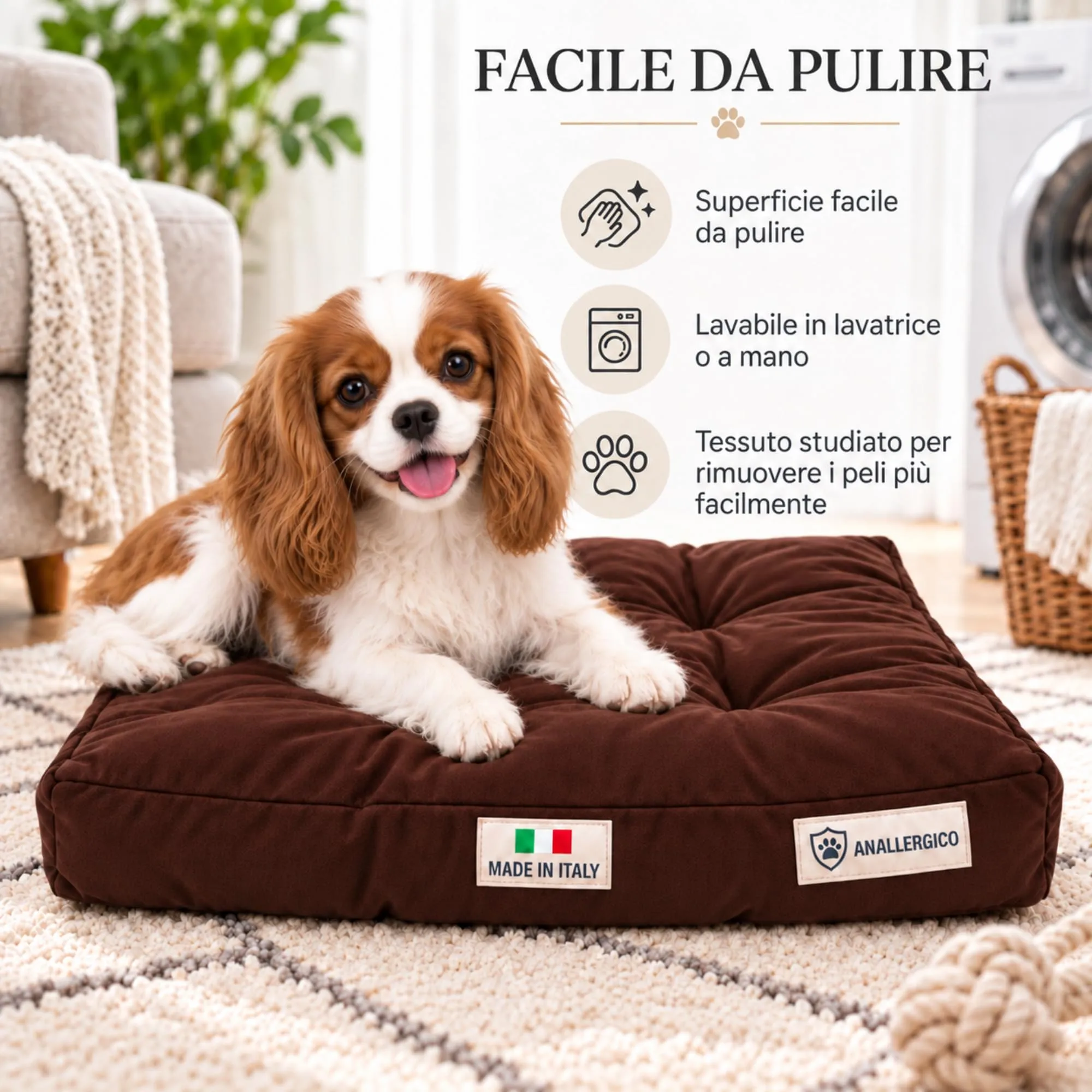 TECNOCUCI Cuccia Cane Lavabile, Realizzata a Mano in Italia, Taglia M - immagine 3