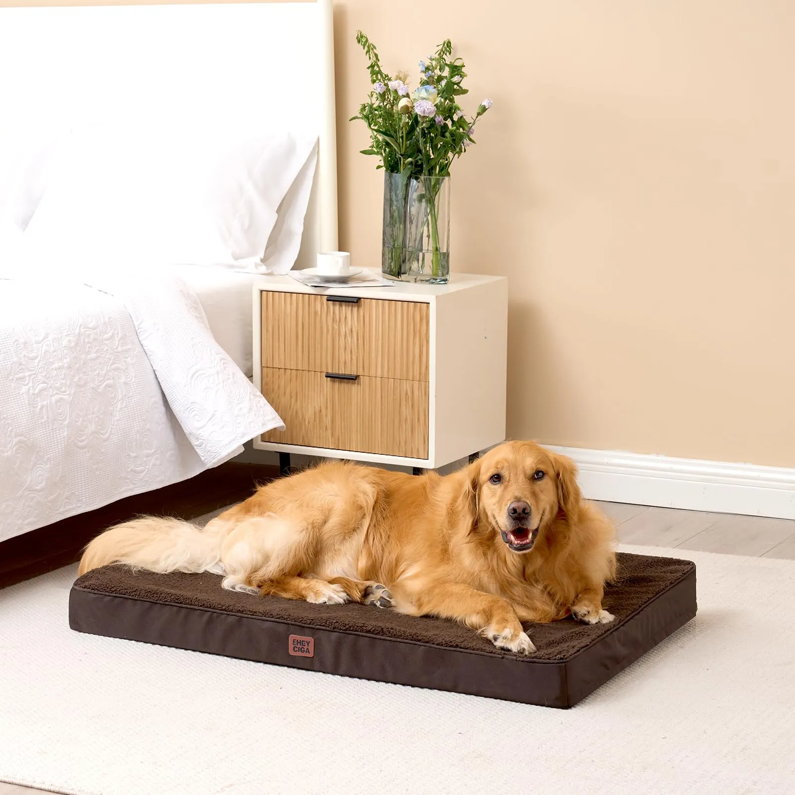 EHEYCIGA Removable Washable Orthopedic Dog Bed Cushion, Brown, 104 x 69 cm - immagine 9