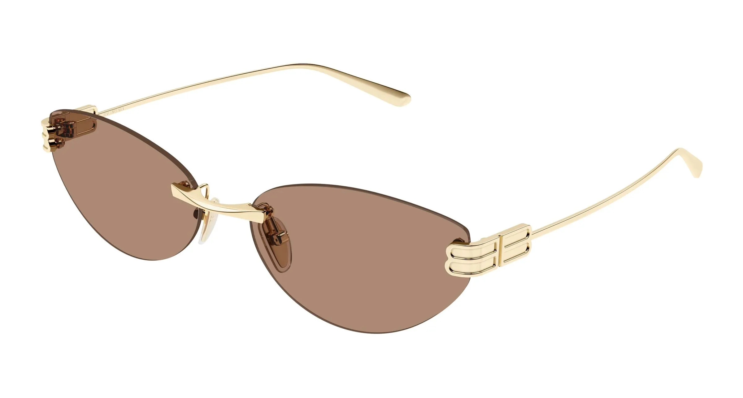 Balenciaga BB0486S 004 Occhiali da sole Metallo Oro Marrone Cat Eye - immagine 1