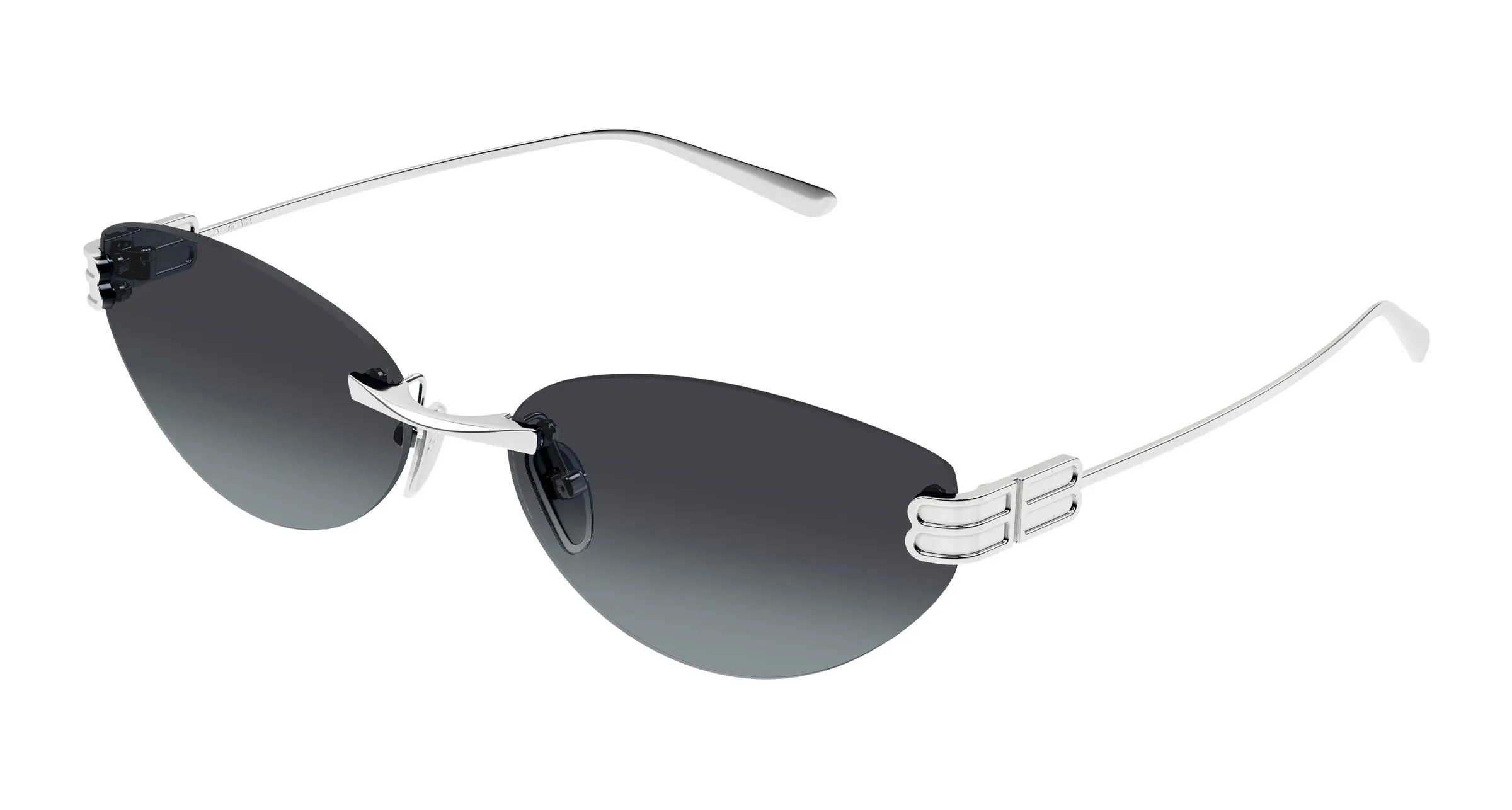 Balenciaga BB0486S 002 Occhiali da sole Metallo Argento Fumo Cat Eye - immagine 1