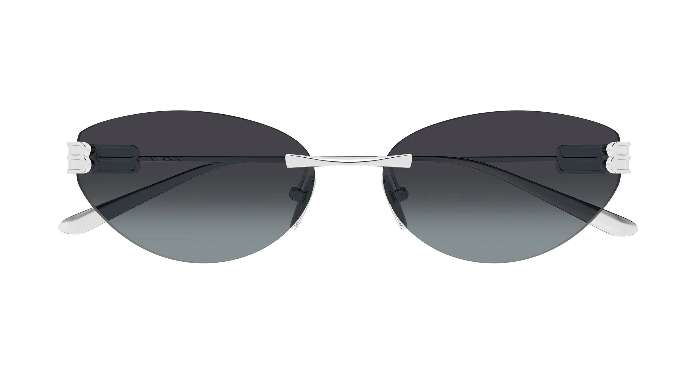Balenciaga BB0486S 002 Occhiali da sole Metallo Argento Fumo Cat Eye - immagine 2