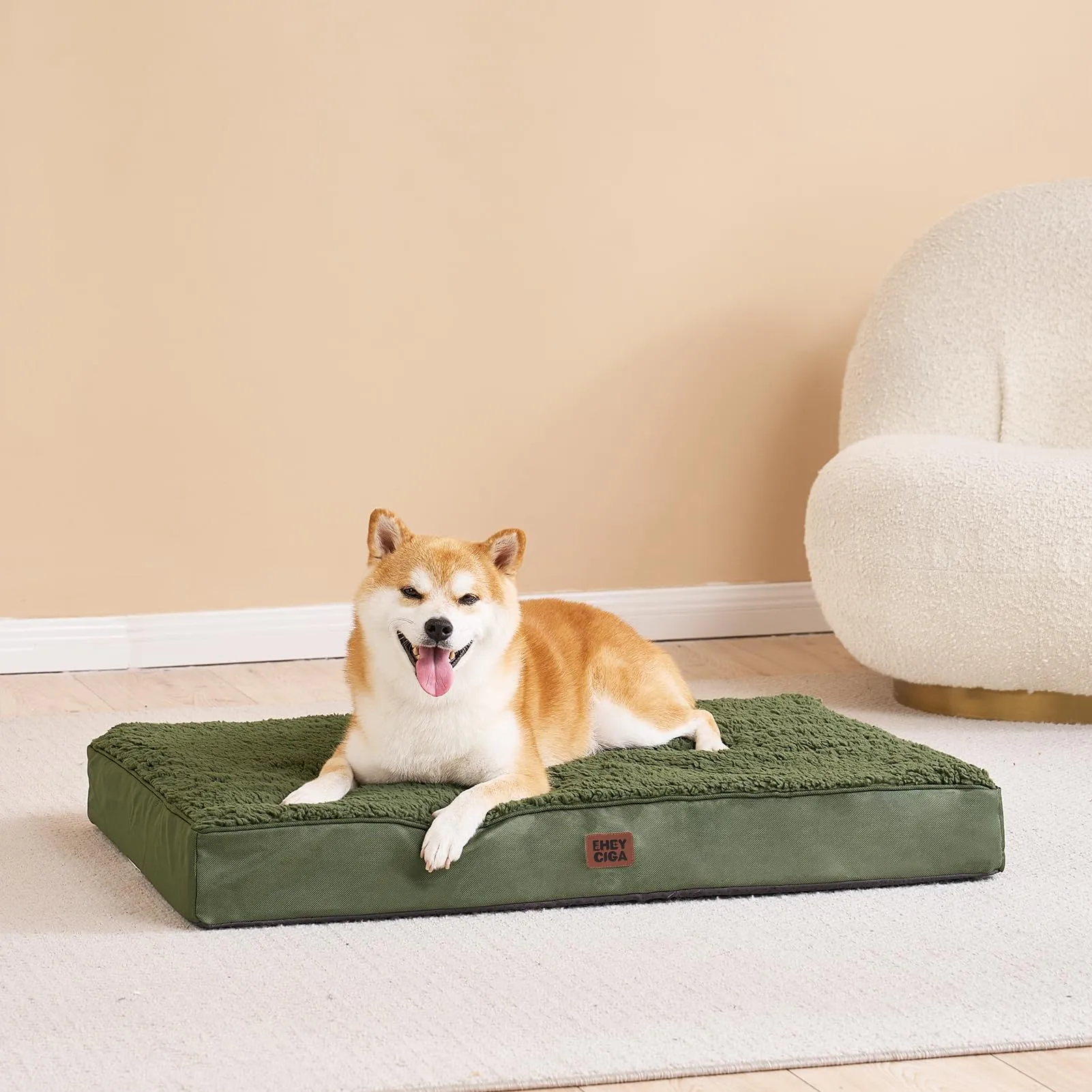 EHEYCIGA Cuccia Cane Interno Taglia Grande XL, (104L x 69W cm) Ortopedica Cuscino per Cani, Cuscino Cane Sfoderabile e Lavabile, Ortopedico Lettino per Cani, Orthopedic Dog Bed, Verde Scuro - immagine 7