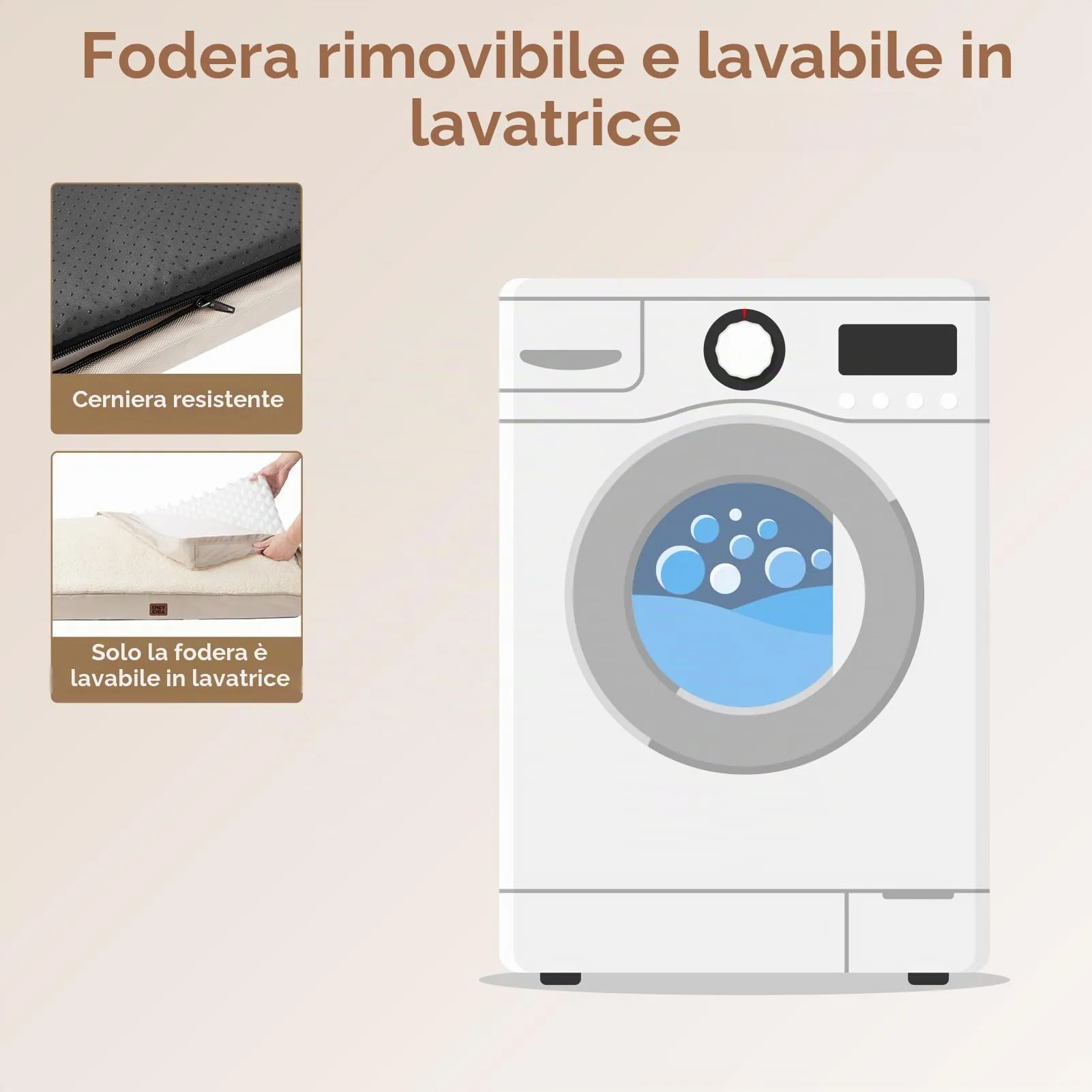 EHEYCIGA Cuccia Cane Interno Taglia Media, (76L x 51W cm) Ortopedica Cuscino per Cani, Cuscino Cane Sfoderabile e Lavabile, Ortopedico Lettino per Cani, Orthopedic Dog Bed, Cammello - immagine 4