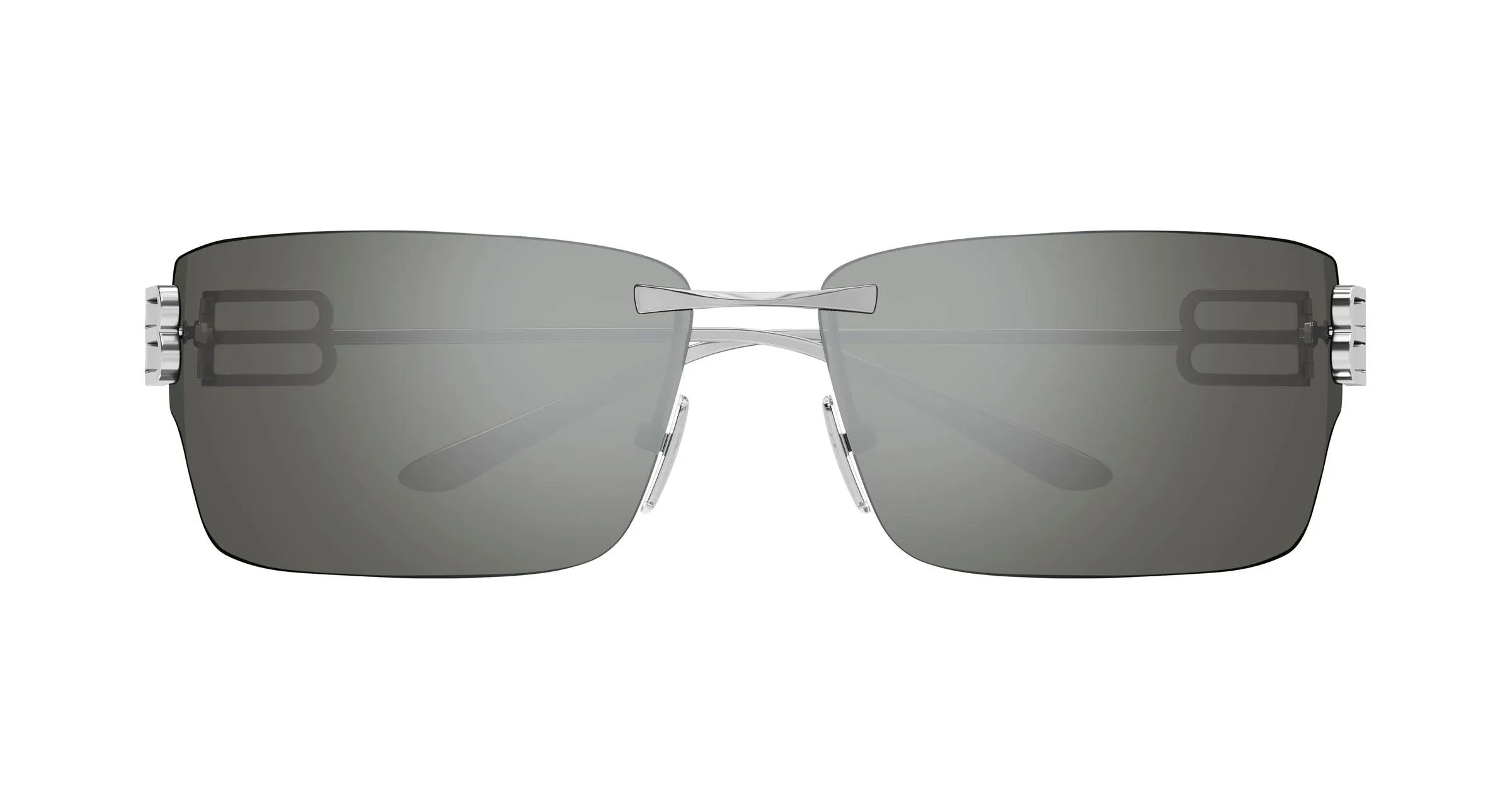 Balenciaga BB0485SA 003 Occhiali da sole Metallo Rutenio Argento Squadrata - immagine 2