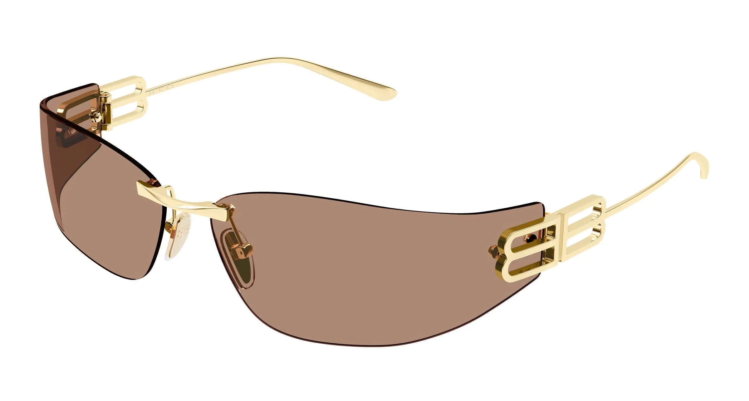 Balenciaga BB0484S 004 Occhiali da sole Metallo Oro Marrone Cat Eye - immagine 1
