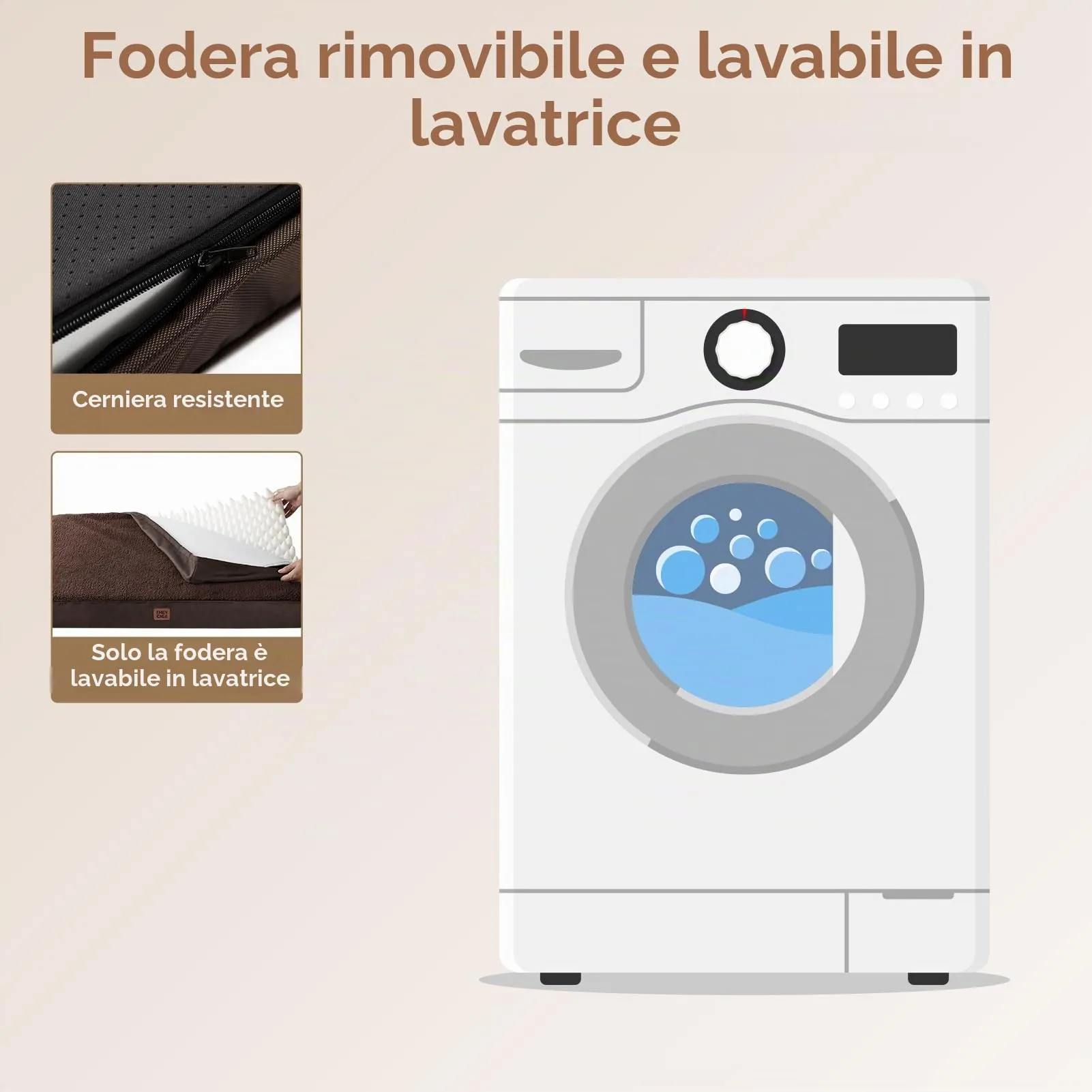 EHEYCIGA Removable Washable Orthopedic Dog Bed Cushion, Brown, 120 x 74 cm - immagine 4