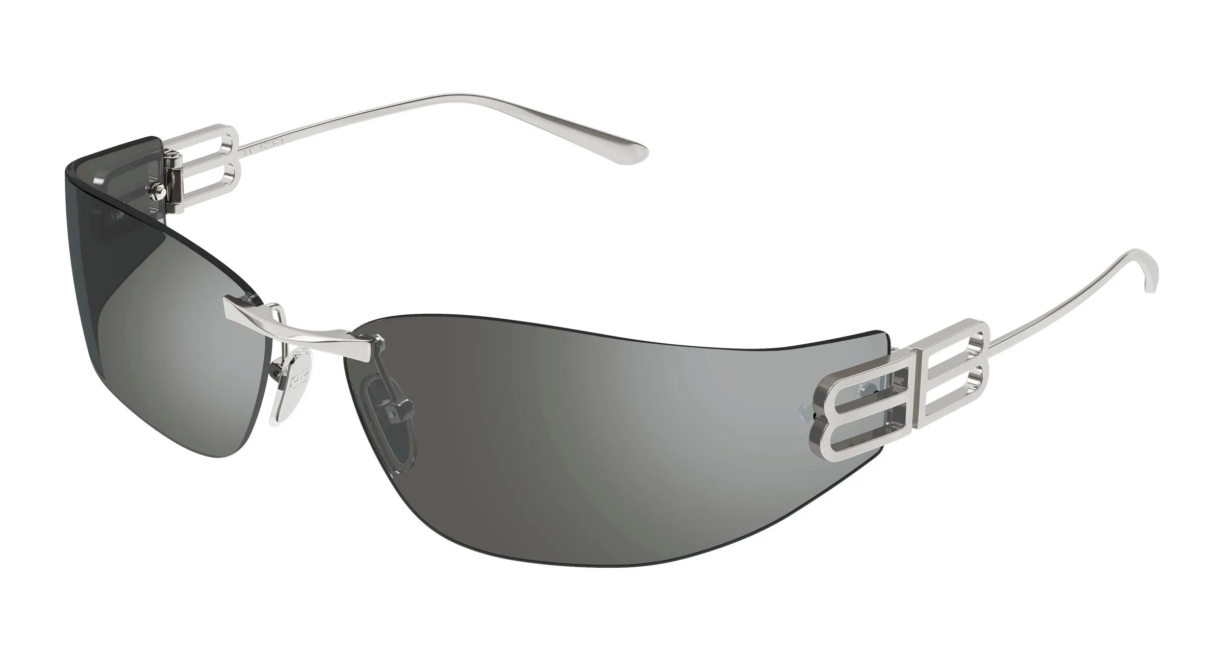 Balenciaga BB0484S 003 Occhiali da sole Metallo Rutenio Argento Cat Eye - immagine 1